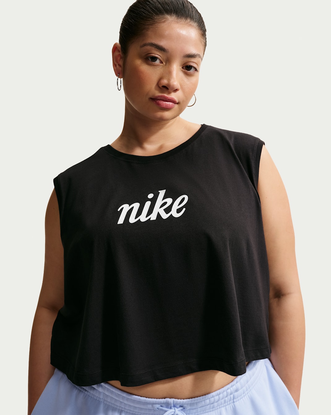 Nike Sportswear Club Women's Loose Cropped Tank Top (Plus Size) - Black/White