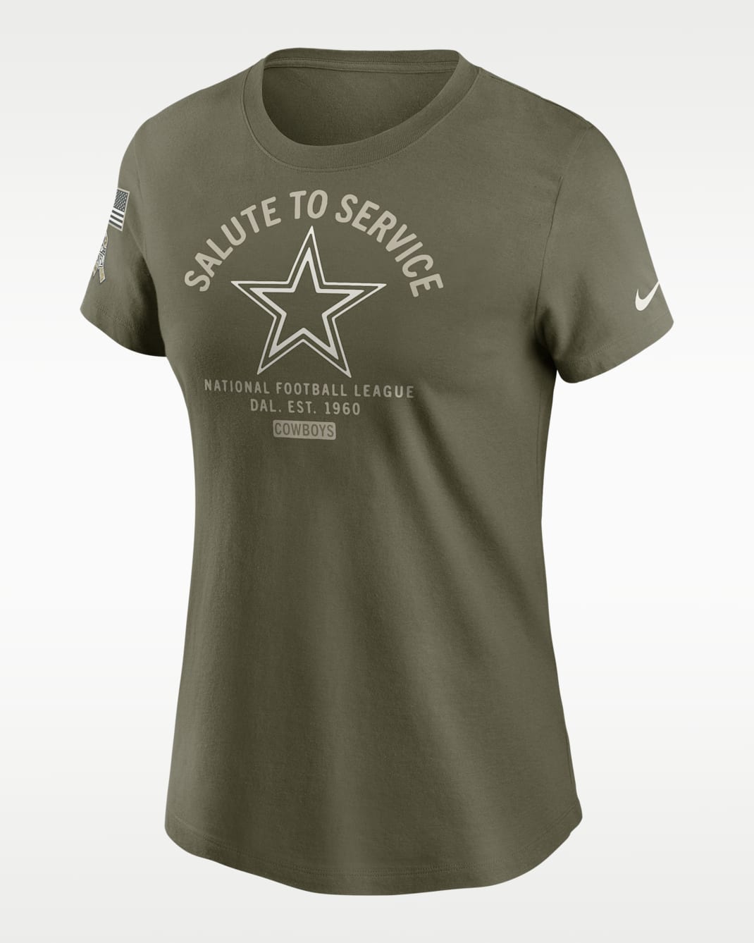 Dallas Cowboys Salute to Service Sideline Women's Nike NFL T-Shirt - Olive