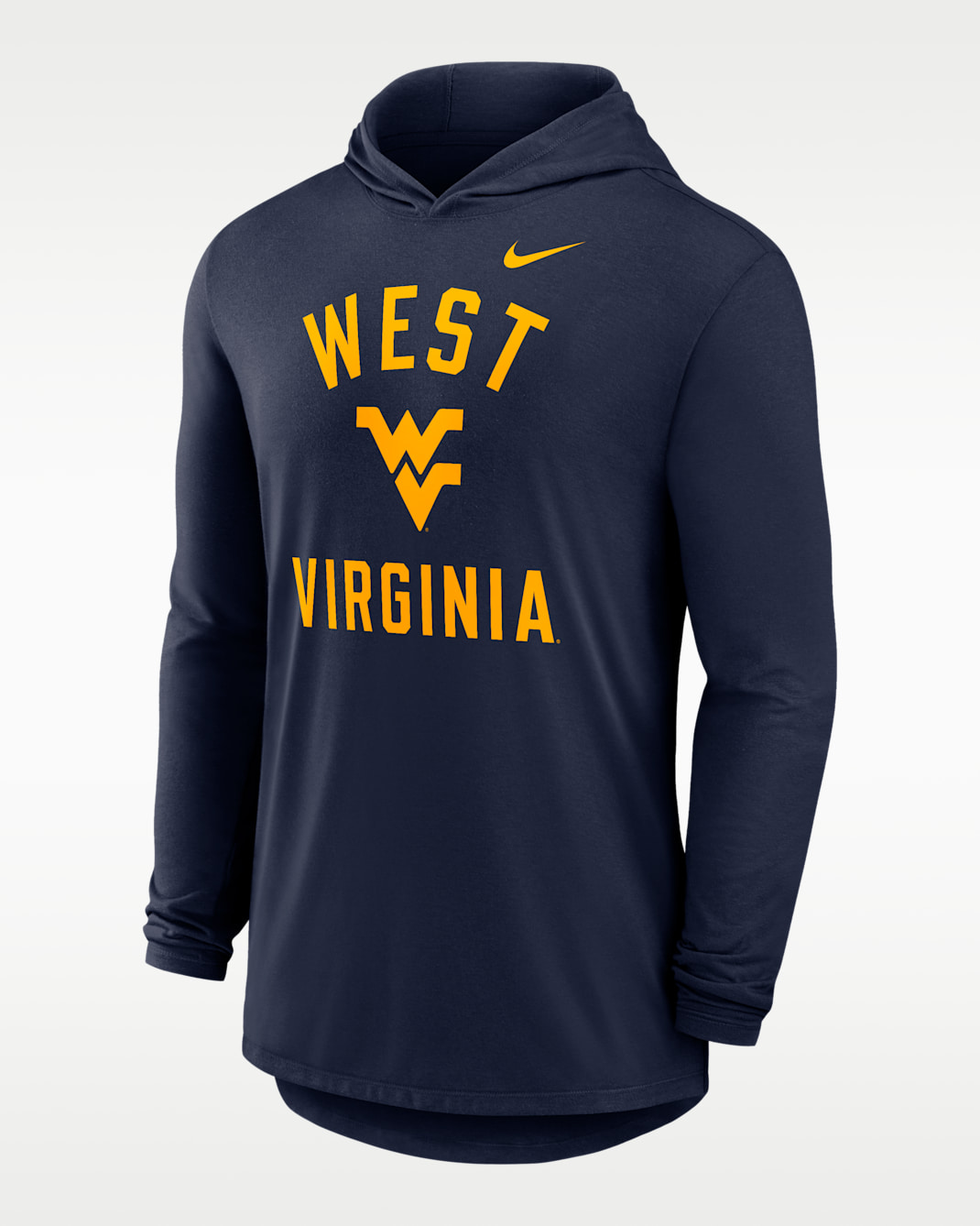 West Virginia Campus Arch Men's Nike Dri-FIT College Long-Sleeve Hooded T-Shirt - Navy