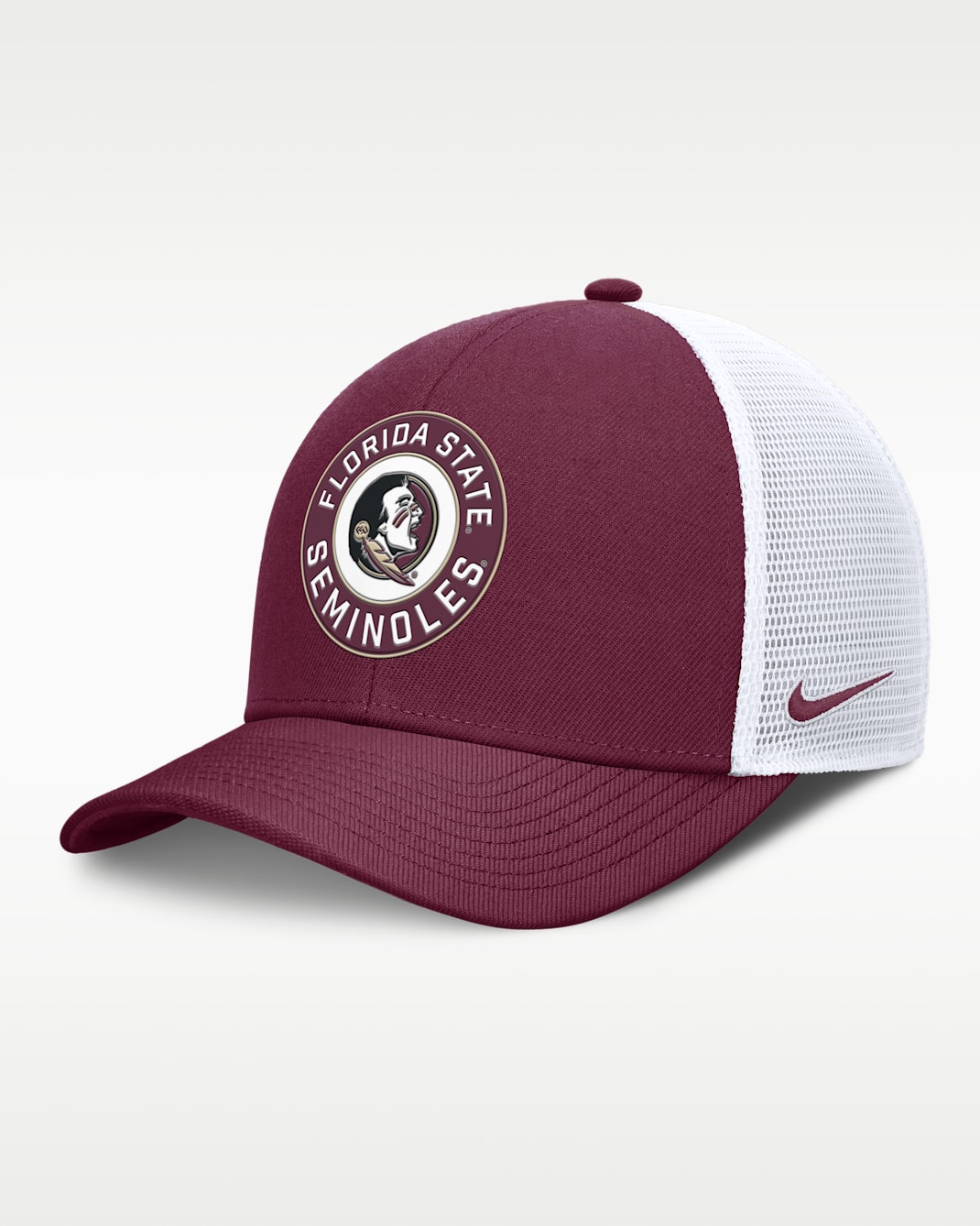 Florida State Primetime Rise Men's Nike Dri-FIT College Trucker Adjustable Hat - Garnet