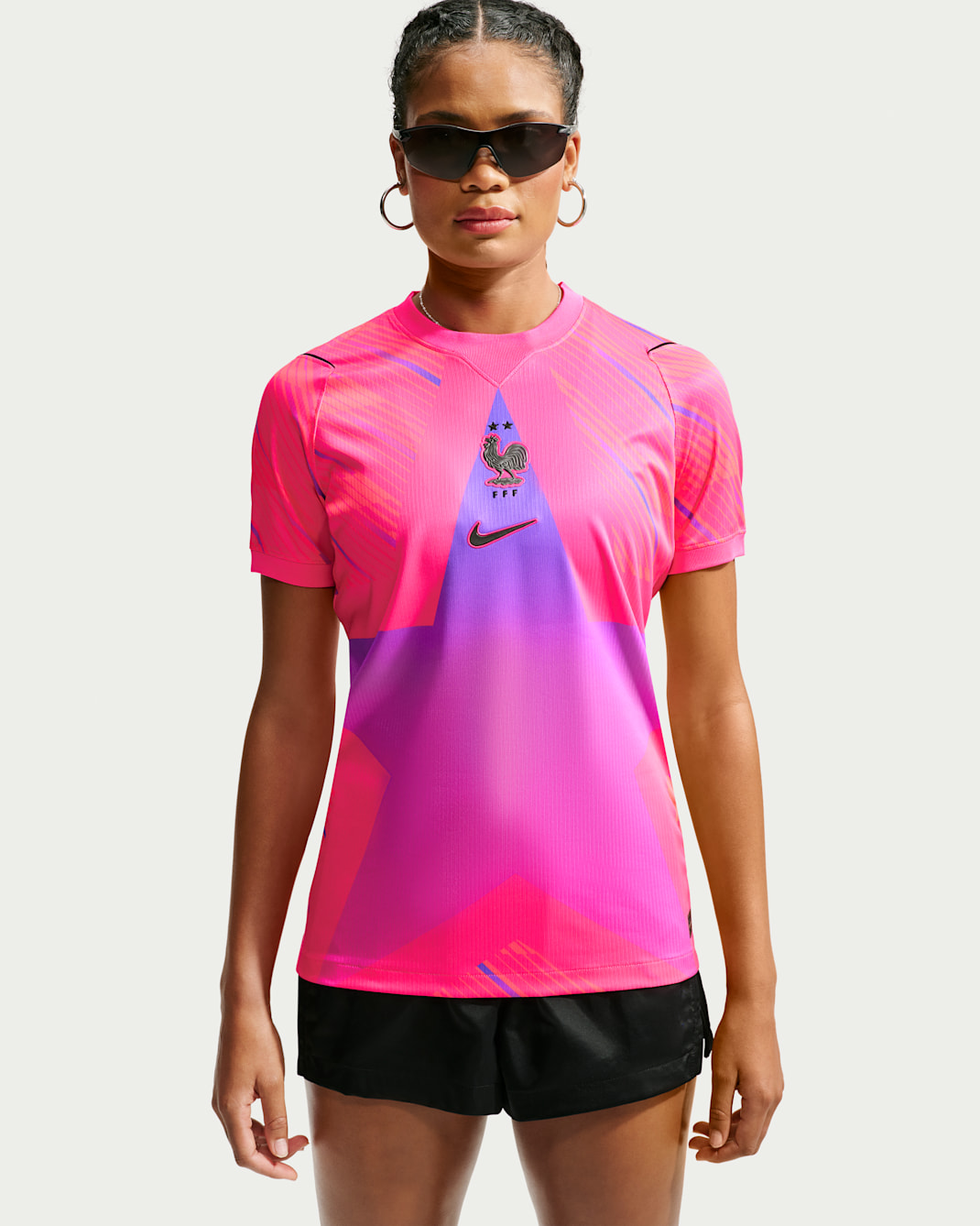 FFF 2026 Stadium Goalkeeper Men's Nike Dri-FIT Football Replica Short-Sleeve Shirt - Hyper Pink/Sunset Pulse/Bright Violet/Black
