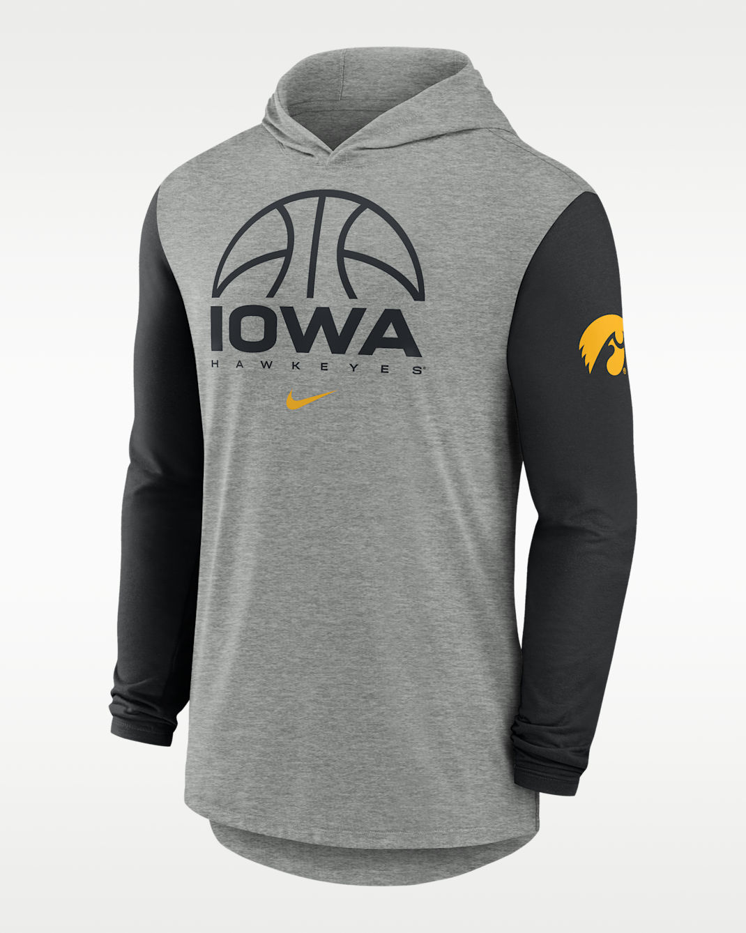Iowa Basketball Men's Nike Dri-FIT College Long-Sleeve Hooded T-Shirt - Grey