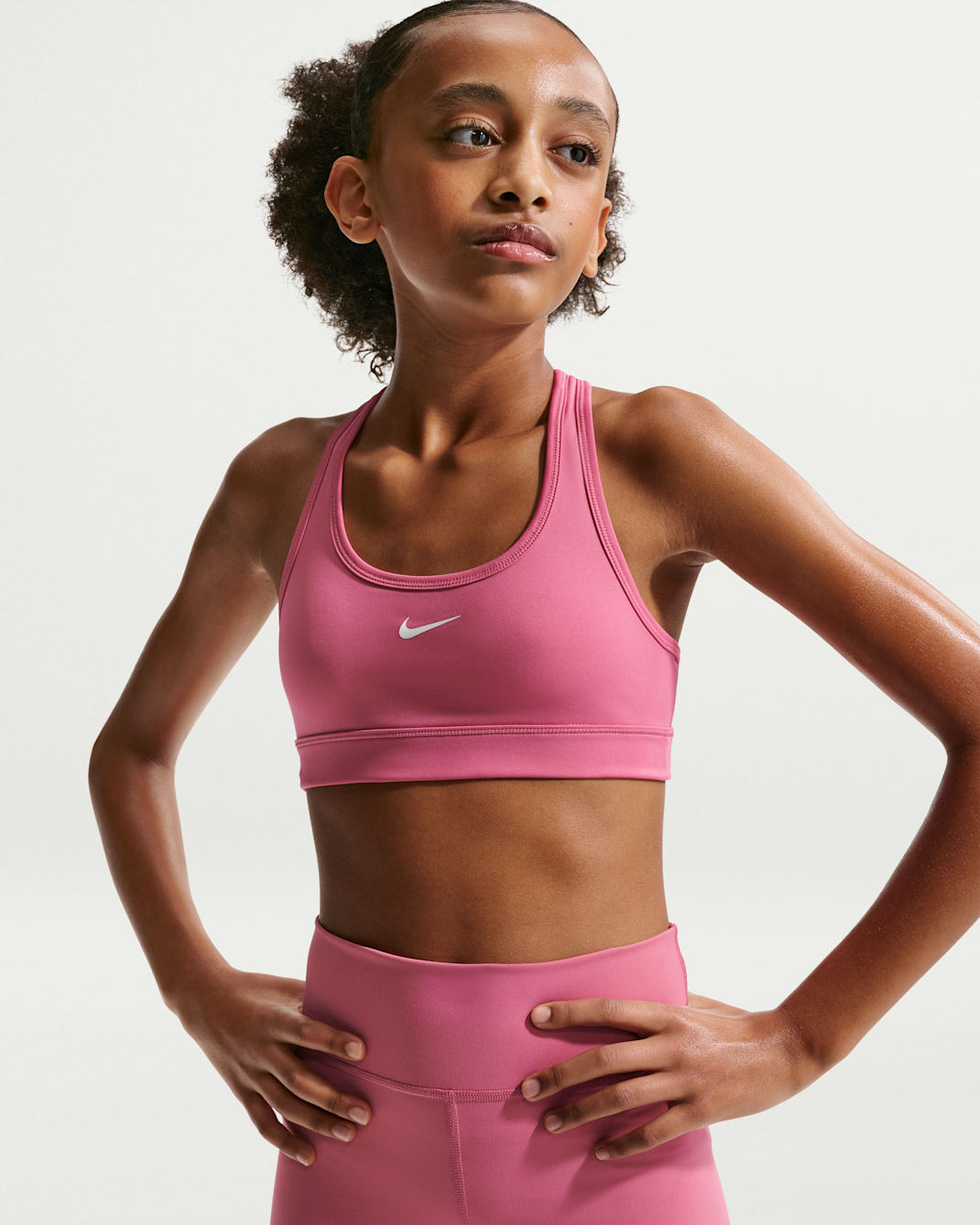 Nike Swoosh Girls' Sports Bra - Peony/White