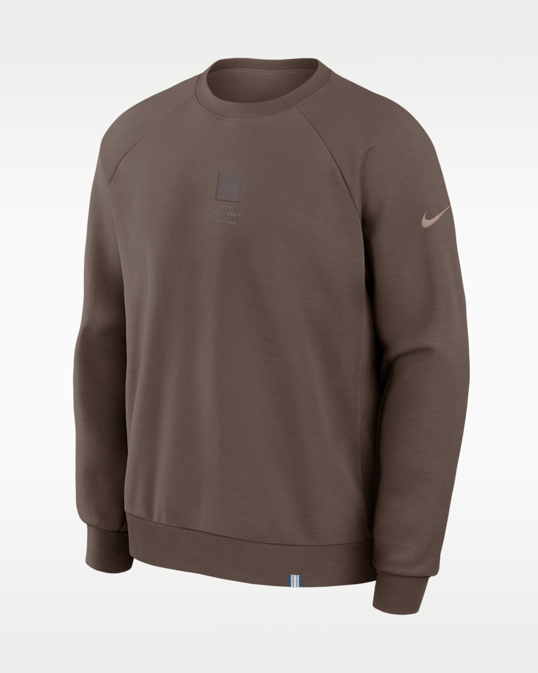 Sudadera de cuello redondo sin cierre Nike Dri-FIT de la NFL para hombre Detroit Lions Primary - Marrón