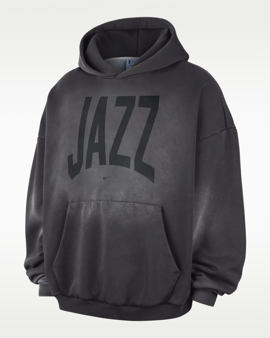 Utah Jazz Standard Issue Men's Therma-FIT Fleece Basketball Pullover Hoodie - Dark Charcoal/White