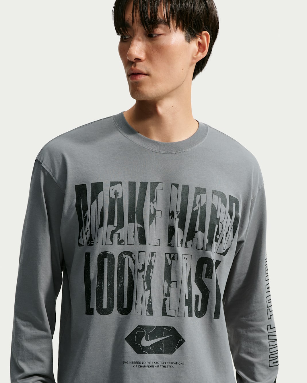 Playera de manga larga para hombre Nike - Gris humo/Negro