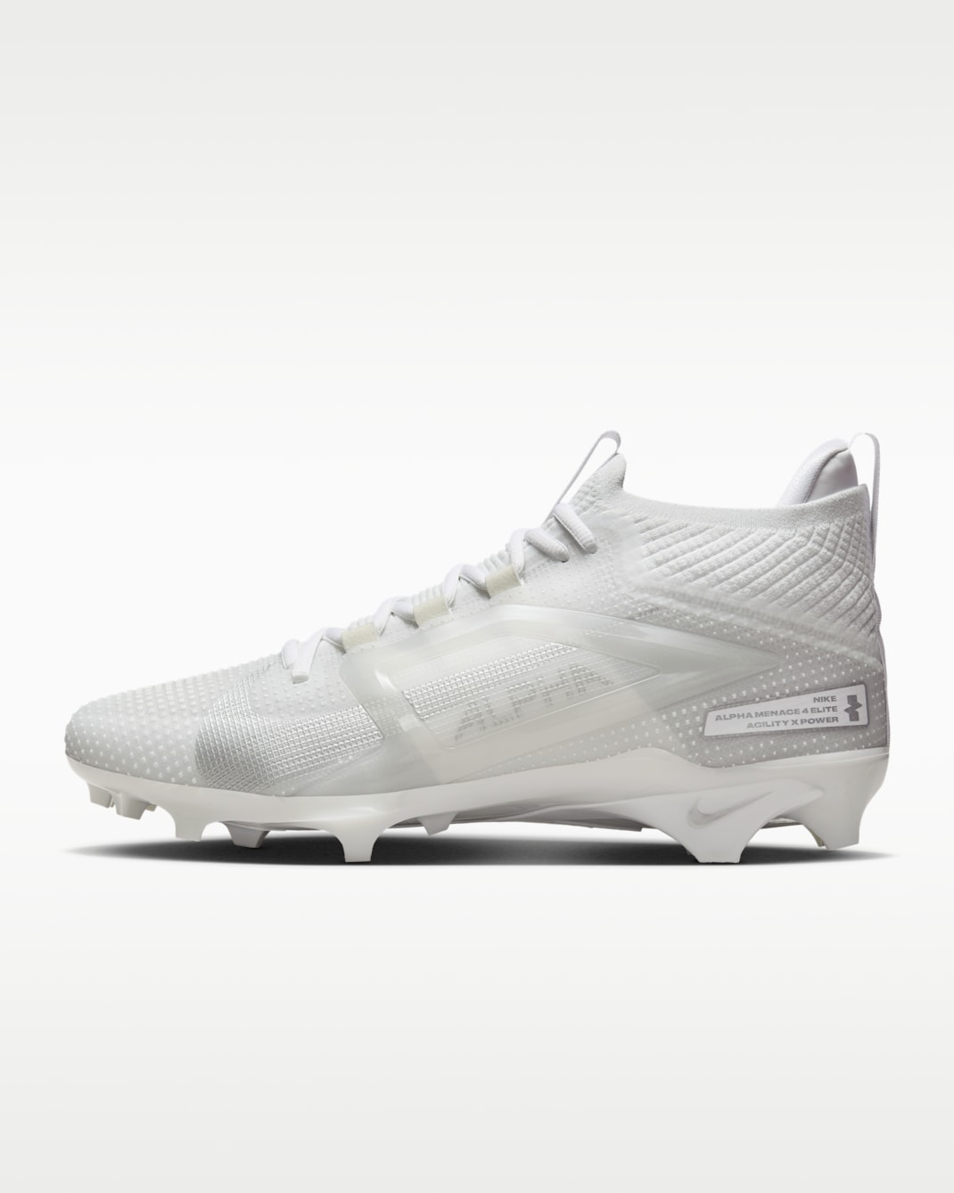 Nike Alpha Menace 4 Elite Football Cleats - White/Metallic Silver