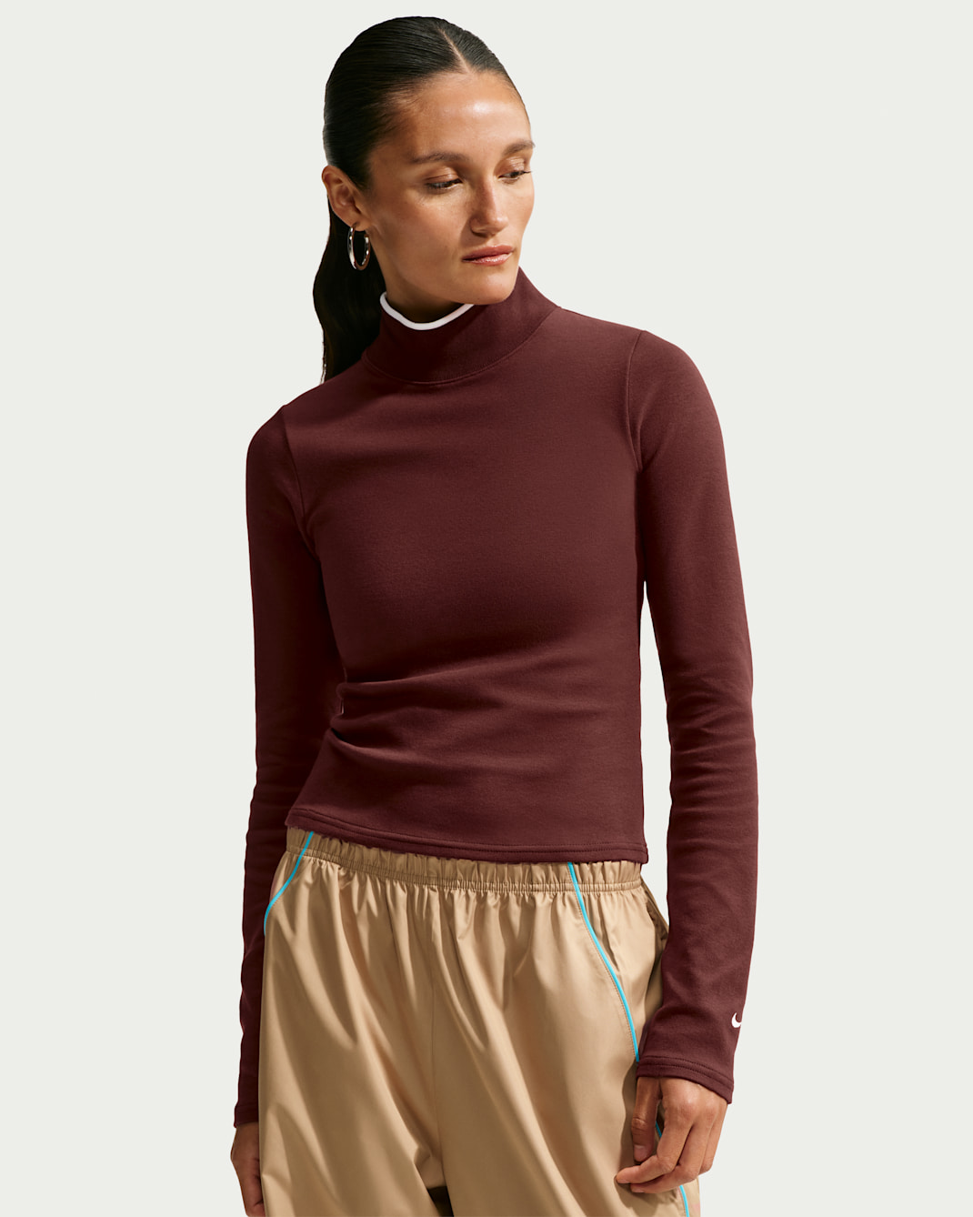 Nike Sportswear Women's Tight Long-Sleeve Mock-Neck Top - Mystic Dates/White