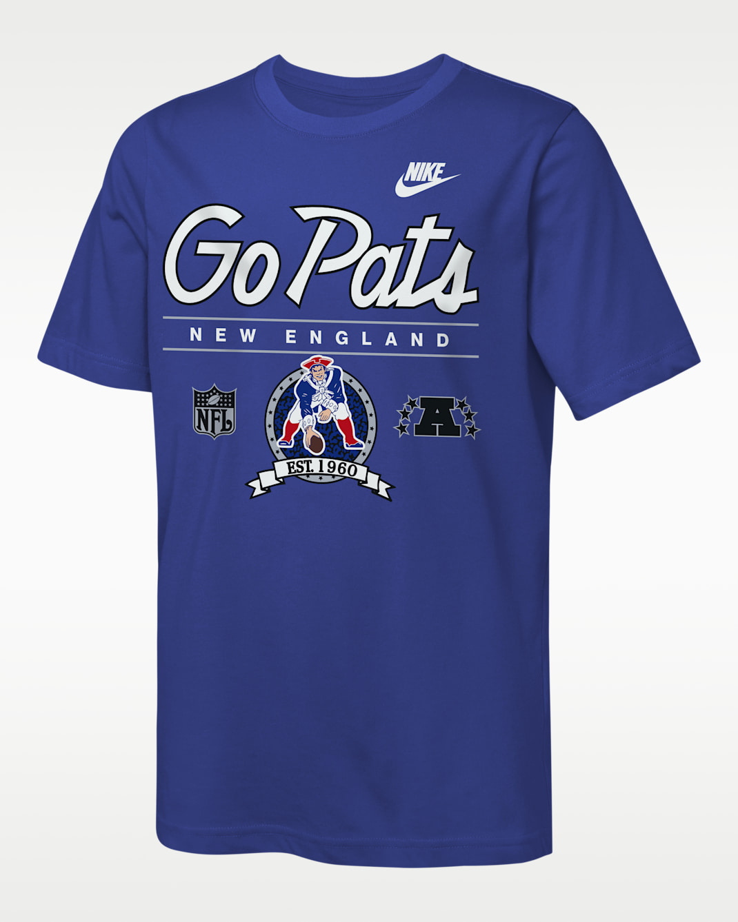 New England Patriots Rewind Hometown Slub Big Kids' Nike Dri-FIT NFL T-Shirt - Royal