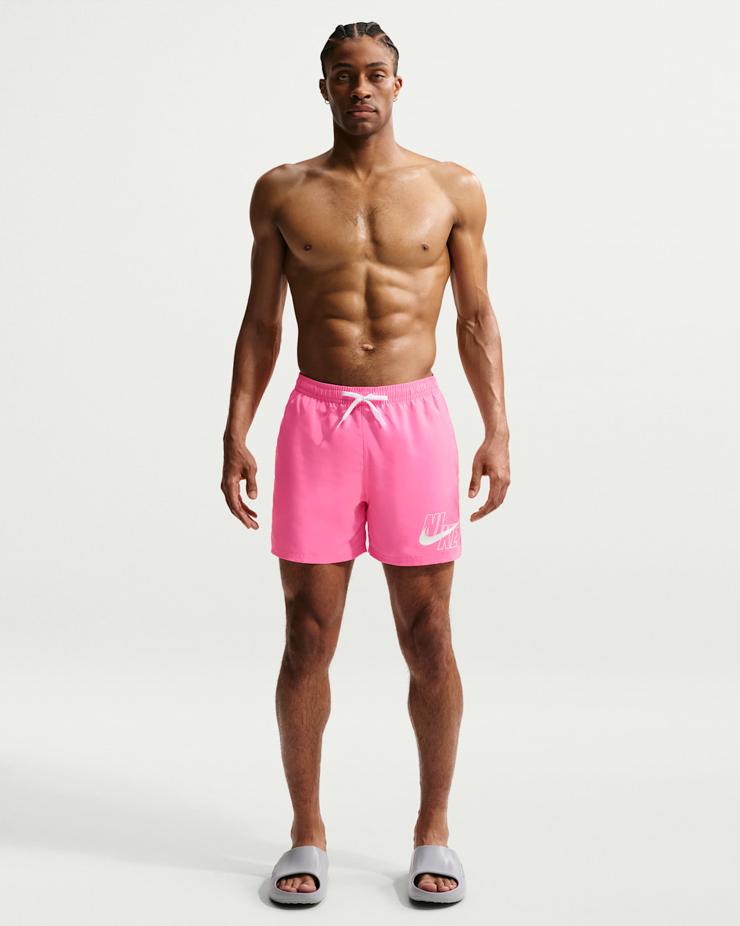 Short Volley de 18 cm con forro de ropa interior para hombre Nike Swim Breaker - Rosa resplandor/Rosa resplandor/Blanco/Blanco
