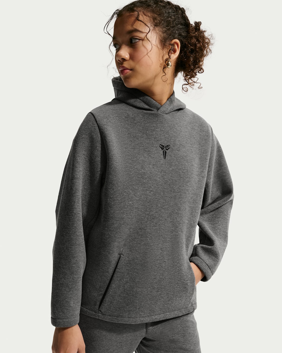 Kobe Big Kids' Dri-FIT Pullover Basketball Hoodie - Black Heather/Black