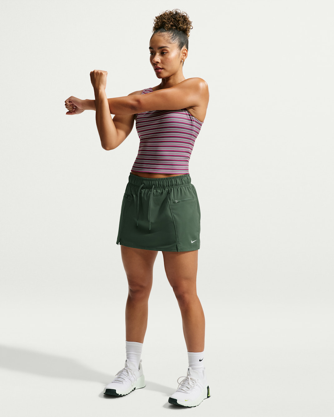 Nike One Women's Dri-FIT 2-in-1 Woven Skort - Camo Green/White
