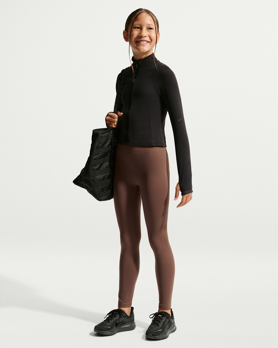 Nike Mavn Girls' High-Waisted Full-Length Leggings - Fauna Brown/Fauna Brown
