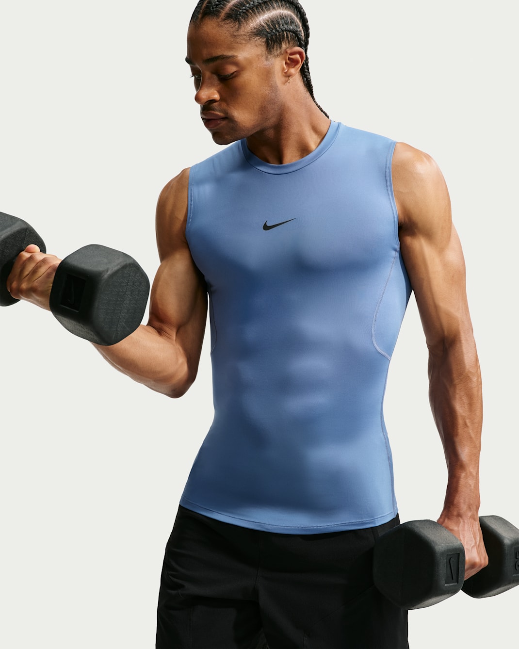 Nike Pro Camiseta de entrenamiento sin mangas y ceñida Dri-FIT - Hombre - Indigo Storm/Negro
