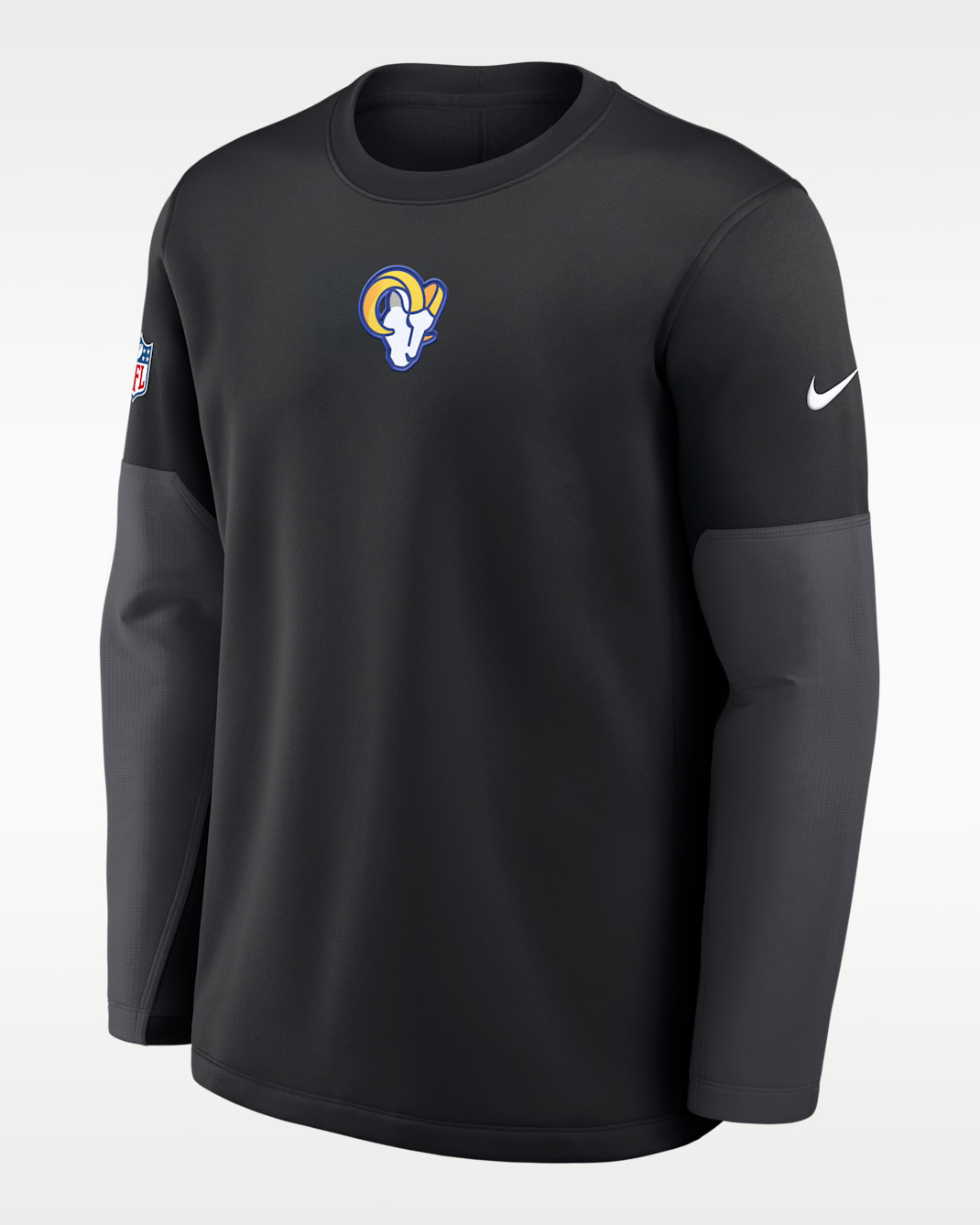 Playera de manga larga Nike Therma-FIT de la NFL para hombre Los Angeles Rams Scripted To Win Sideline Coach - Negro