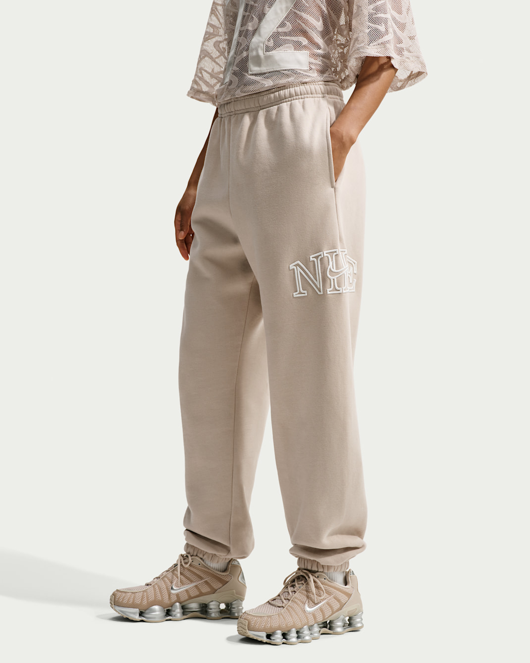 Nike Studio Fleece Medium Weight "Graphic Pack" Women's Oversized Cuffed Logo Pants