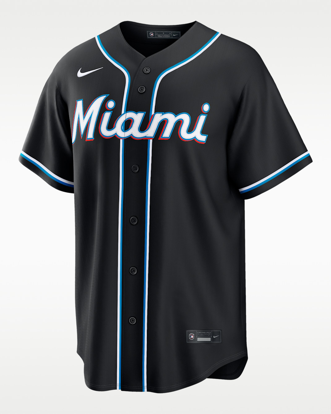 Miami Marlins Men's Nike MLB Replica Fashion Jersey - Black/Aqua