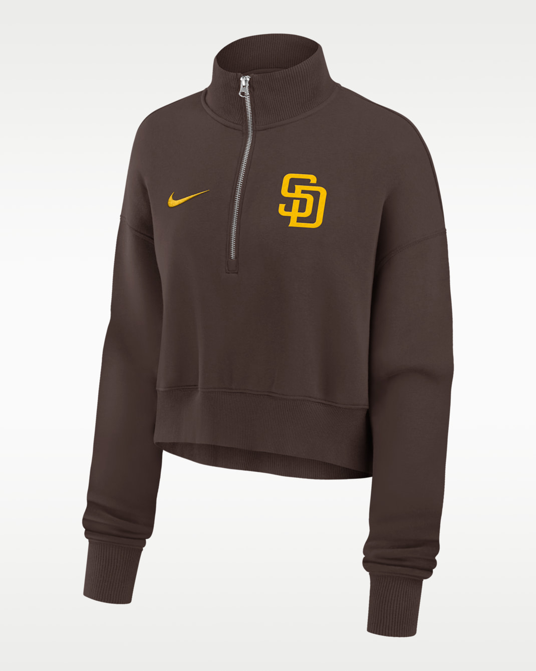 San Diego Padres Phoenix Women's Nike MLB Cropped 1/4-Zip Crew - Brown