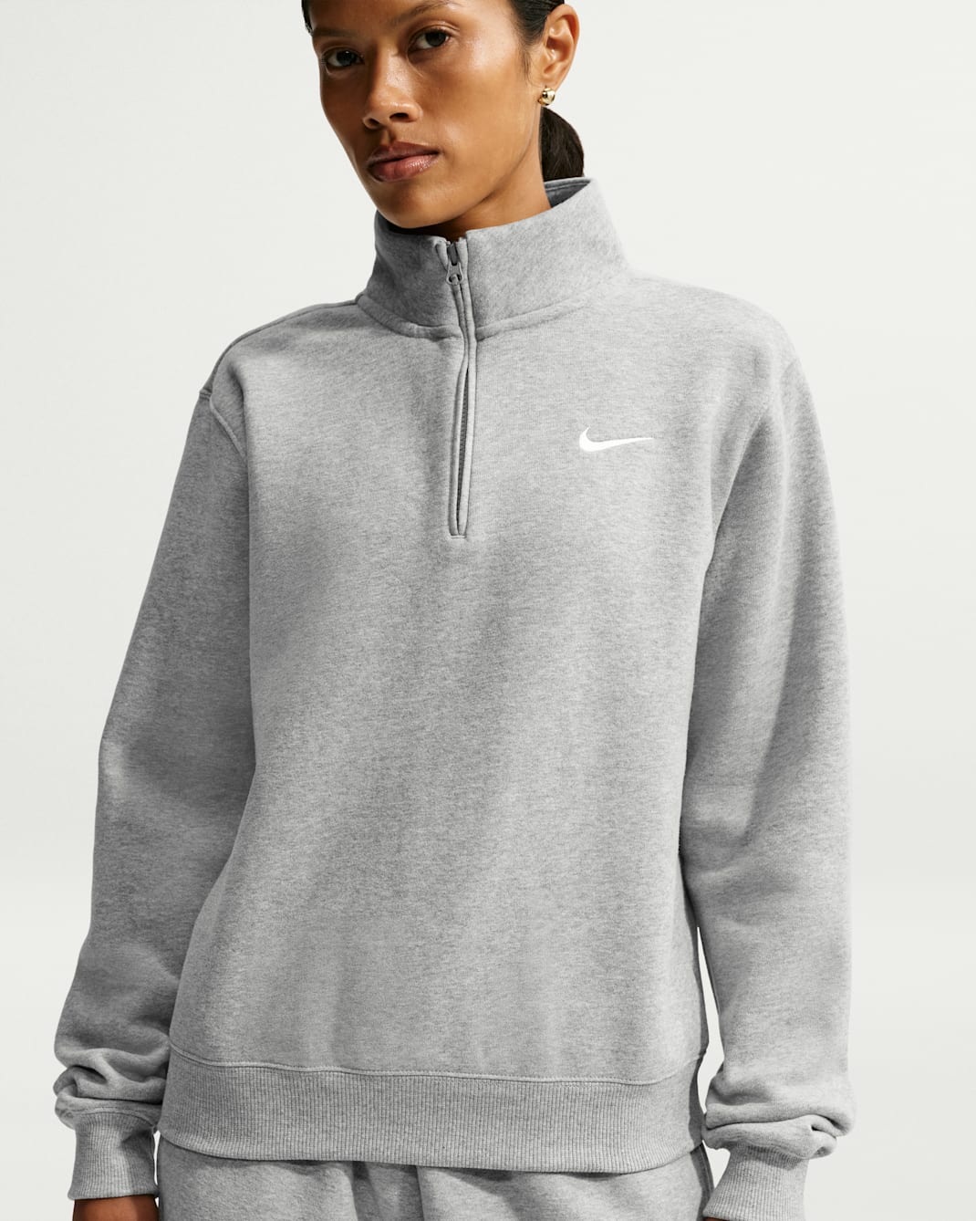 Nike Studio Fleece Medium Weight Women's 1/4-Zip Top - Dark Grey Heather/Sail