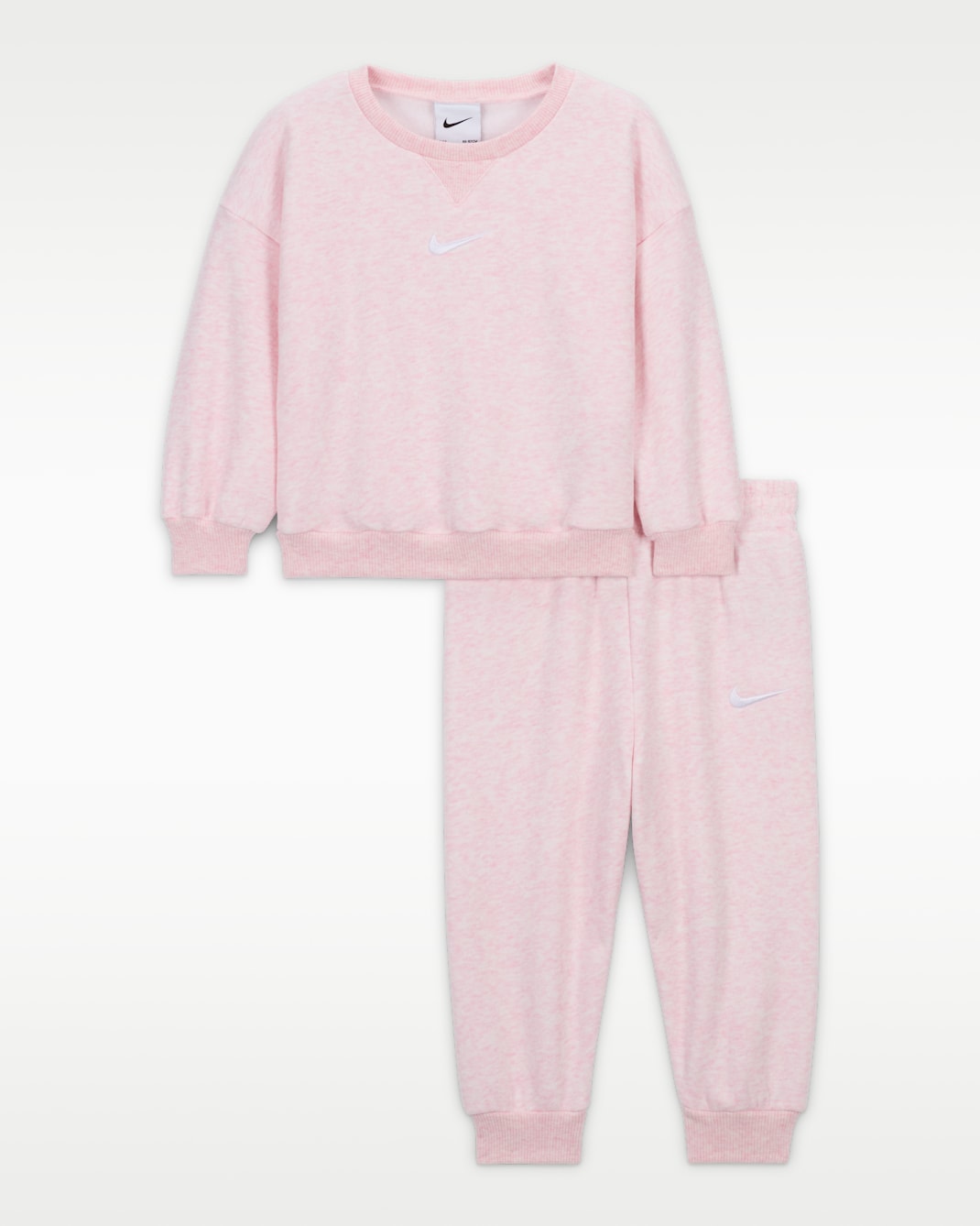 Nike Essentials Tweedelige fleeceset met shirt met ronde hals voor baby's (12-24 maanden) - Pink Foam