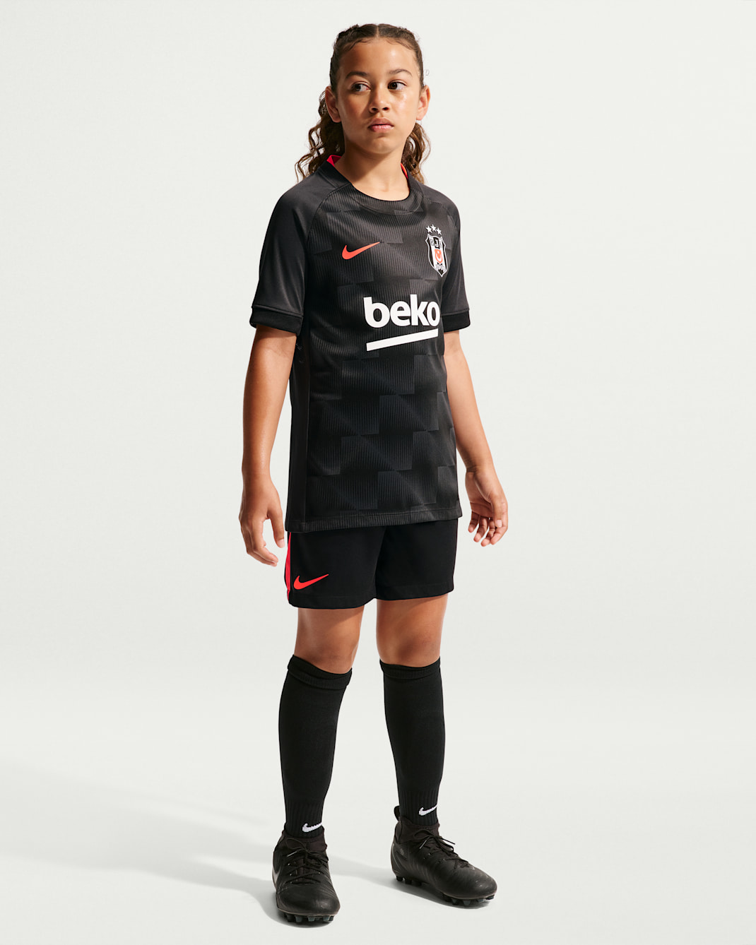 Beşiktaş J.K. Older Kids' Nike Football Knit Shorts - Black/Bright Crimson/Bright Crimson