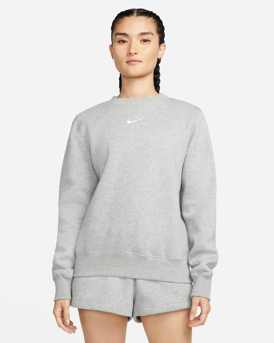 Sudadera de cuello redondo para mujer Nike Sportswear Phoenix Fleece - Gris oscuro jaspeado/Vela