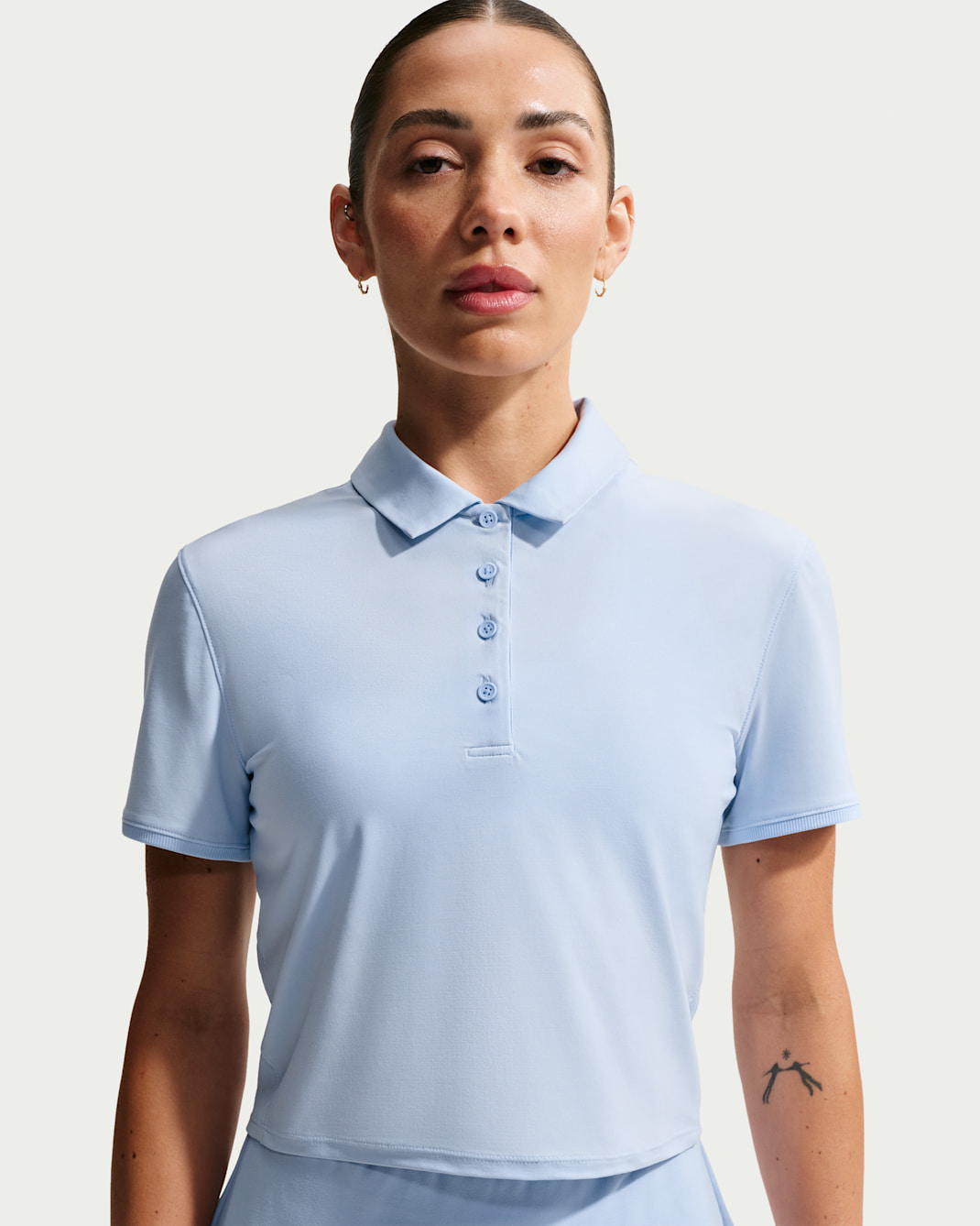 Nike Victory Women's Dri-FIT Short-Sleeve Cropped Golf Polo - Hydrogen Blue/White