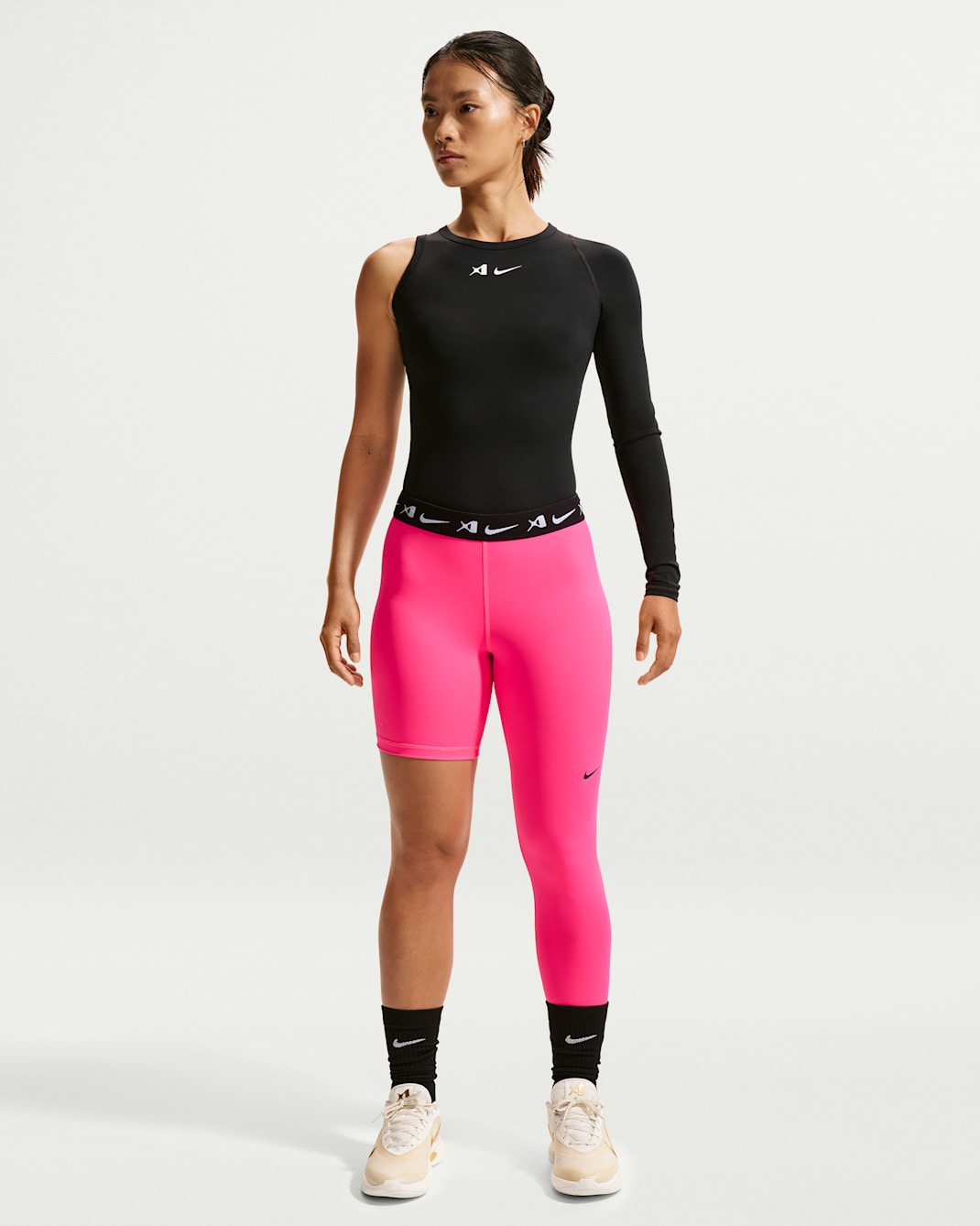 A'ja Wilson Women's A'symmetric Reversible Single-Leg Basketball Leggings - Hyper Pink/Black