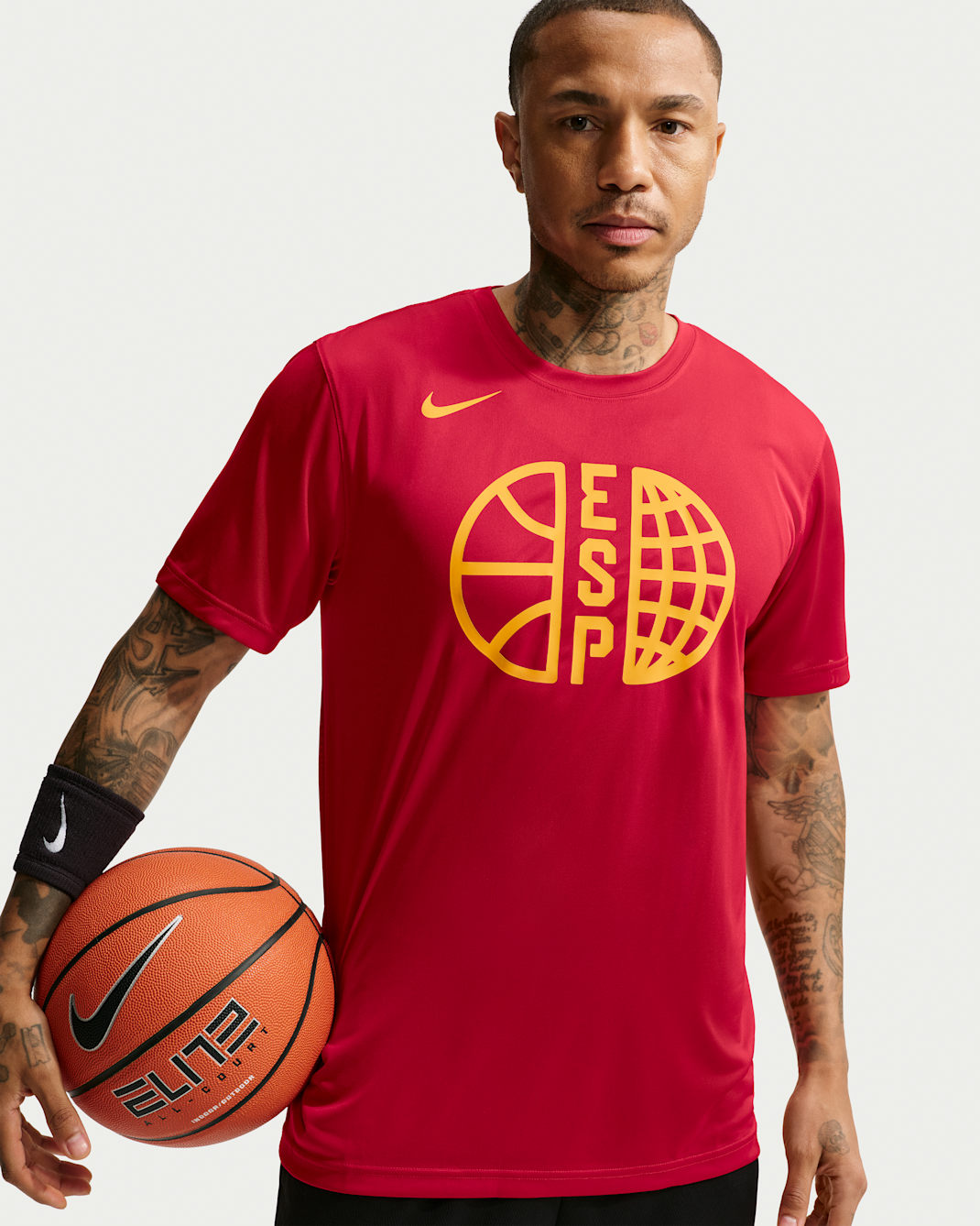 Spain Practice Men's Nike Dri-FIT Basketball T-Shirt - Gym Red/Gym Red/Tour Yellow