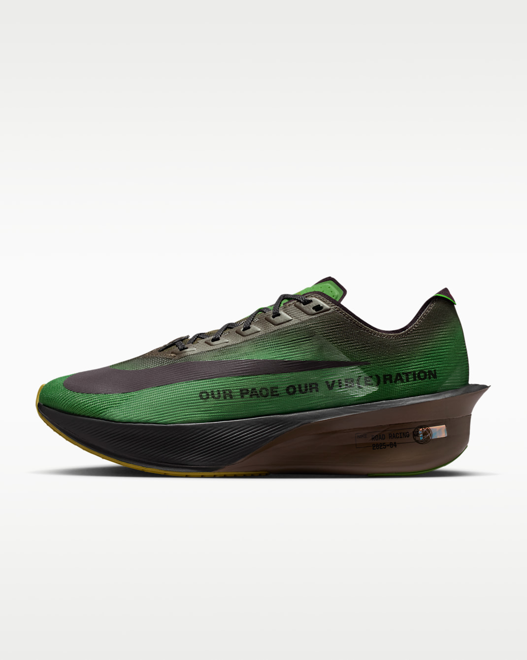 Nike Vaporfly 4 Men's Road Racing Shoe - Chlorophyll/Off-Noir/Mink Brown/Burgundy Ash