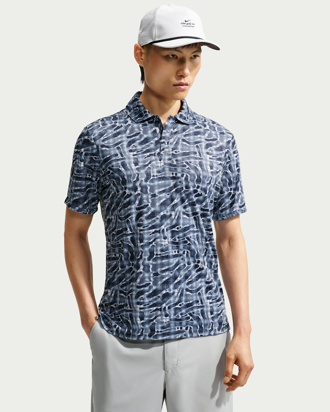 ナイキ パー メンズ Dri-FIT タータン カモ プリント ゴルフポロ - ディフューズブルー