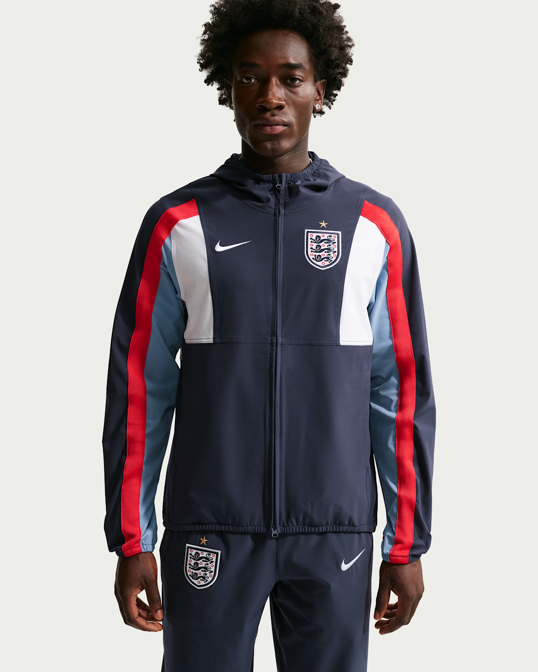 England Energy Men's Nike Dri-FIT Football Woven Jacket - Obsidian/Work Blue/Speed Red/White