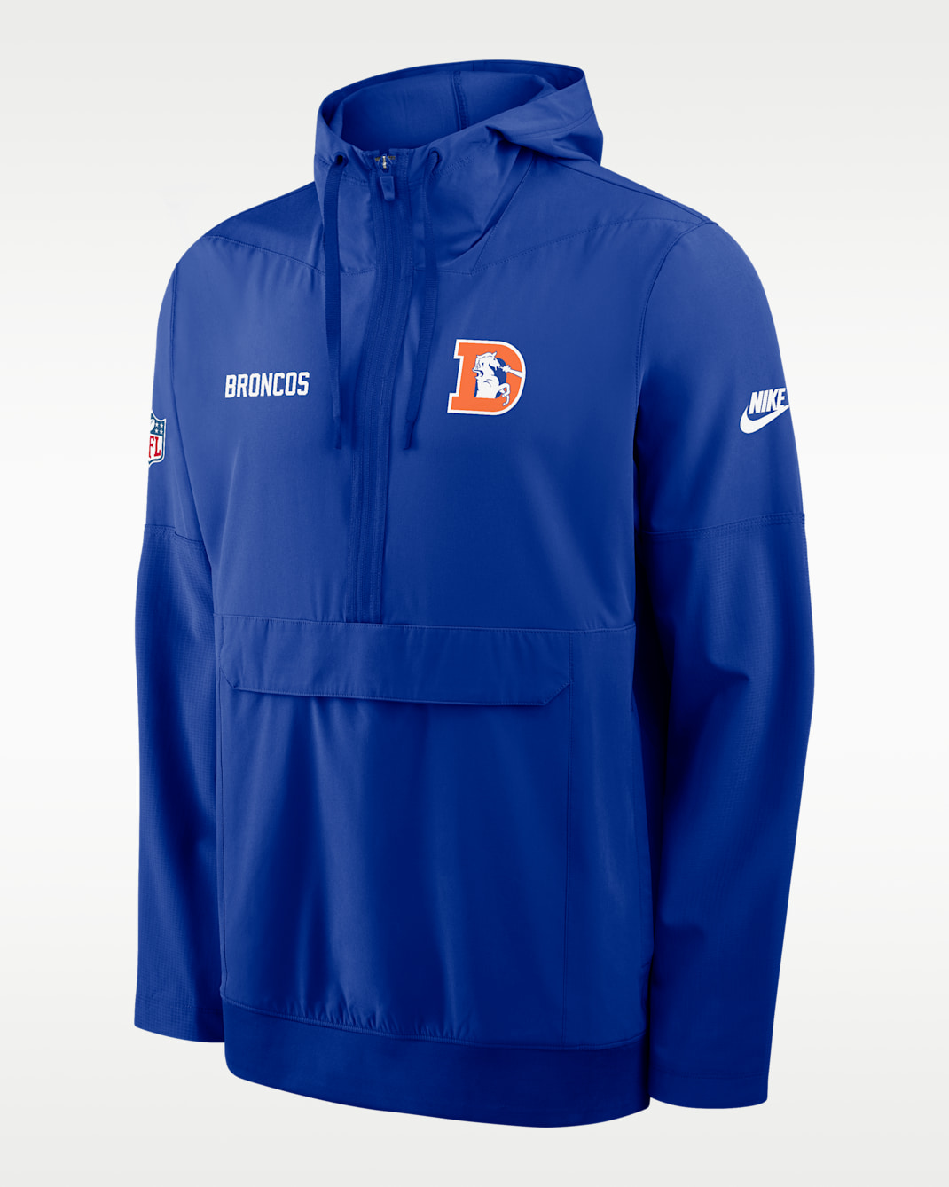 Denver Broncos Alt Option Route Anorak Men's Nike NFL 1/2-Zip Hooded Jacket - Royal