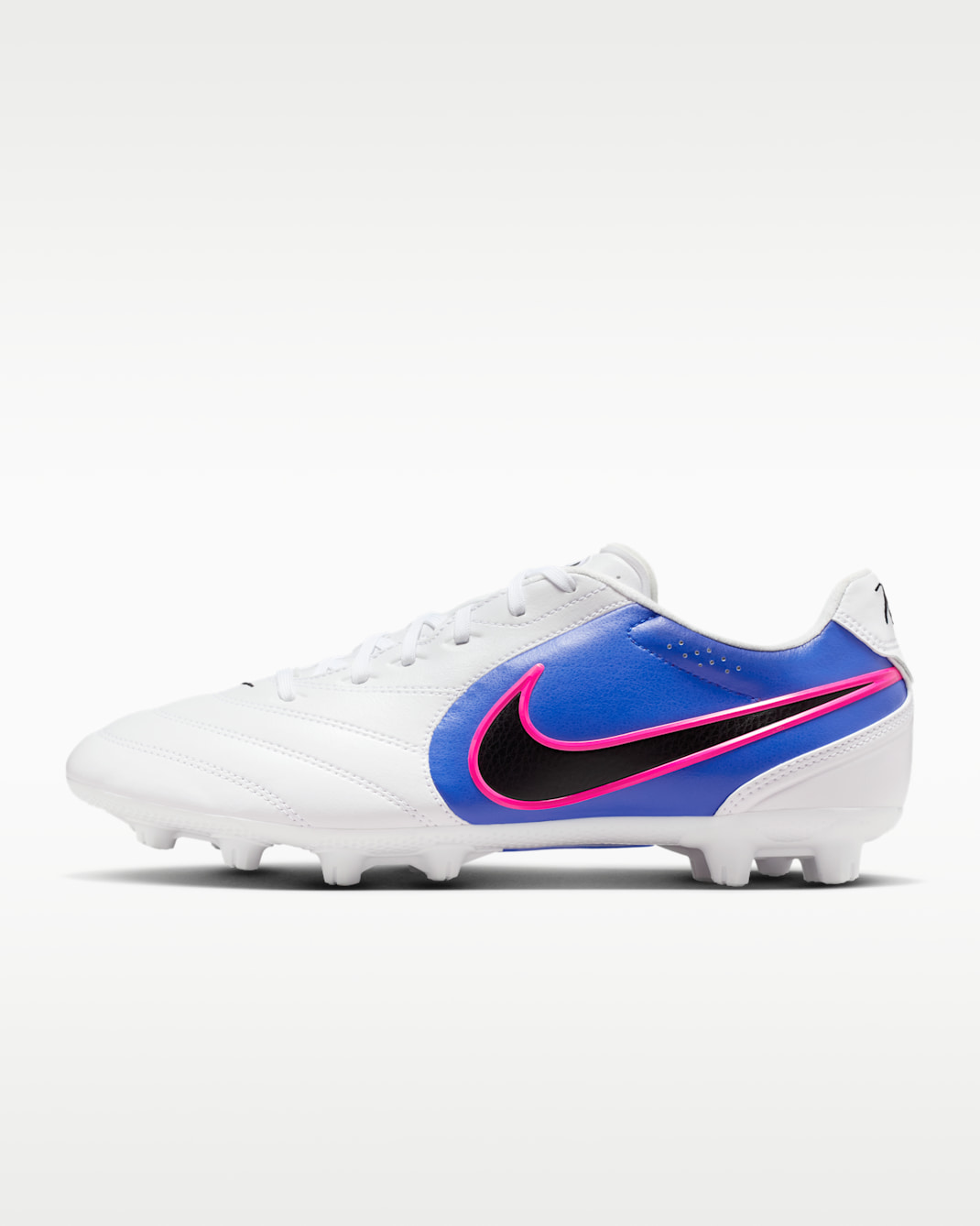 Nike Tiempo Ligera Pro Hard-Ground Low-Top Soccer Cleats - White/Racer Blue/Pink Blast/Black