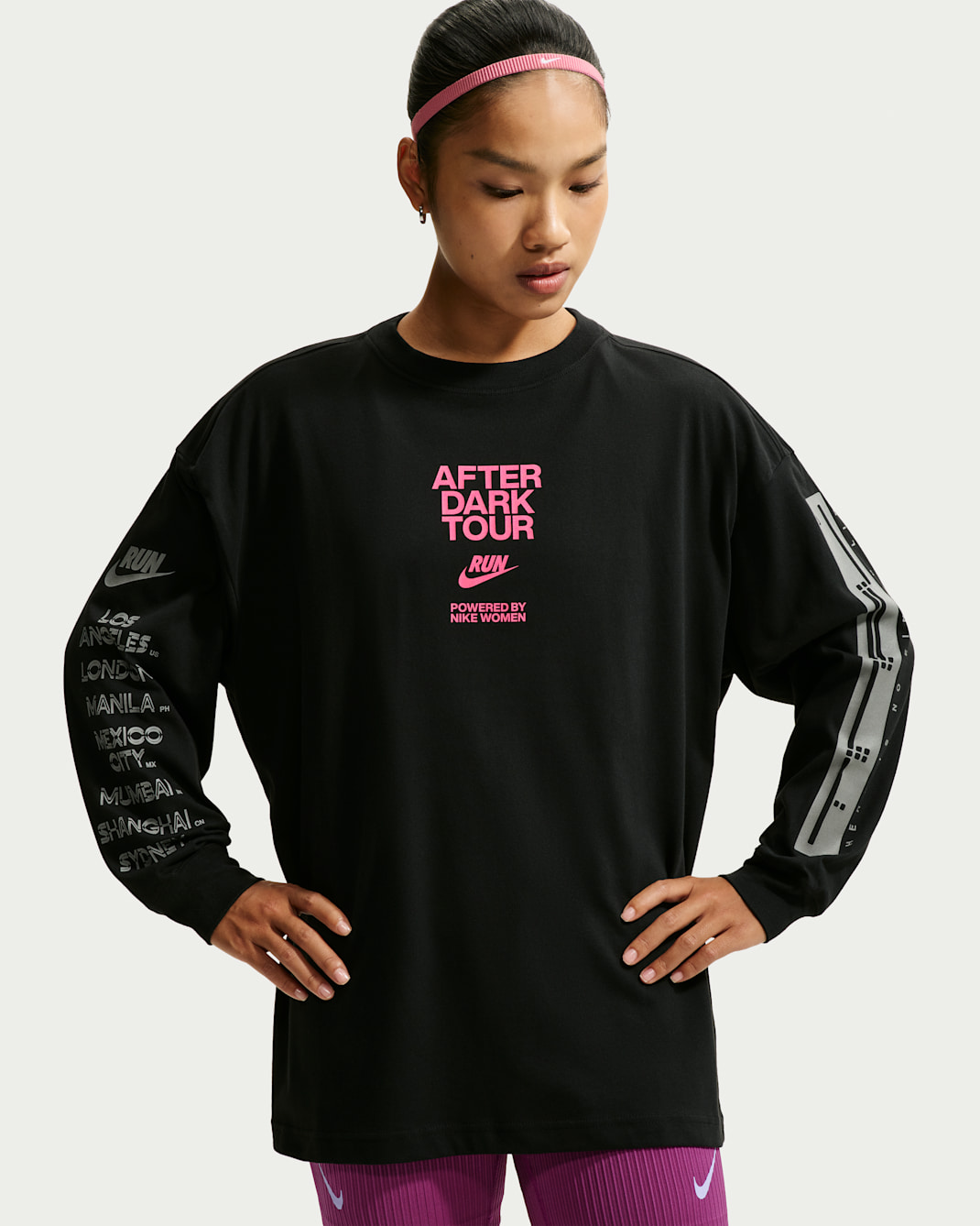 Nike After Dark Tour Women's Dri-FIT Oversized Long-Sleeve Running T-Shirt - Black