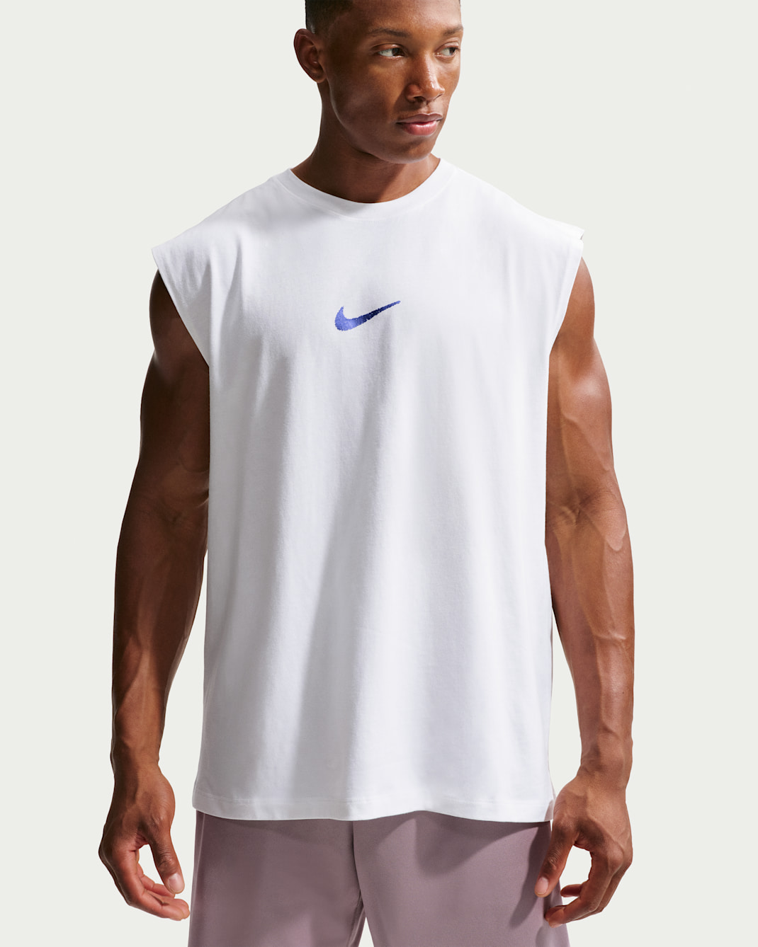 Nike Men's Sleeveless Training T-Shirt - White/Persian Violet