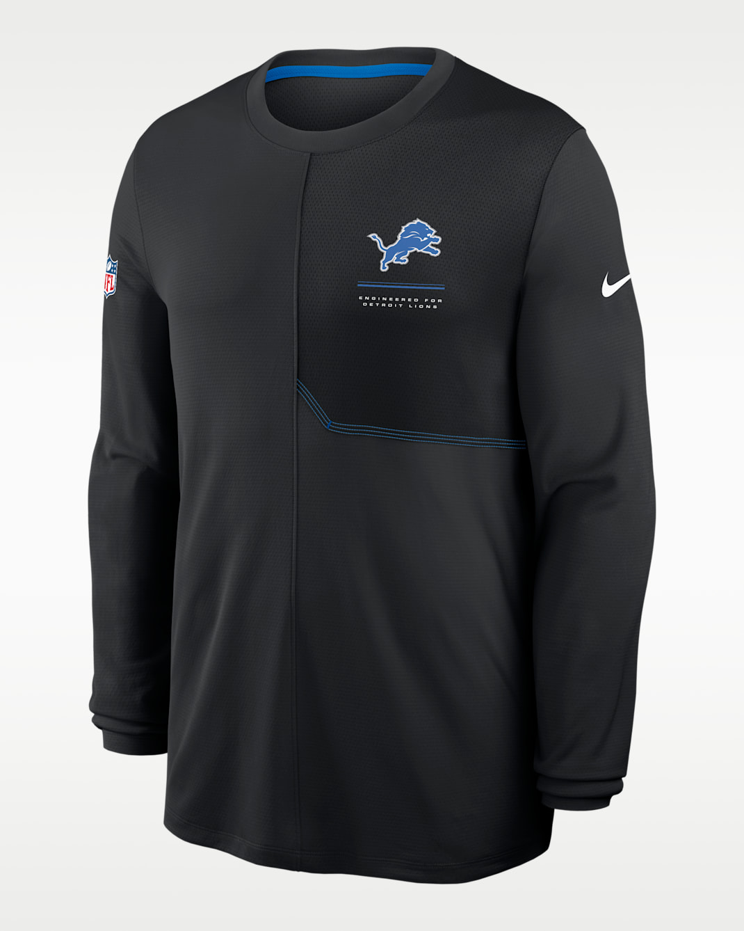 Detroit Lions Sideline Coach Men's Nike Dri-FIT NFL Long-Sleeve Top - Black