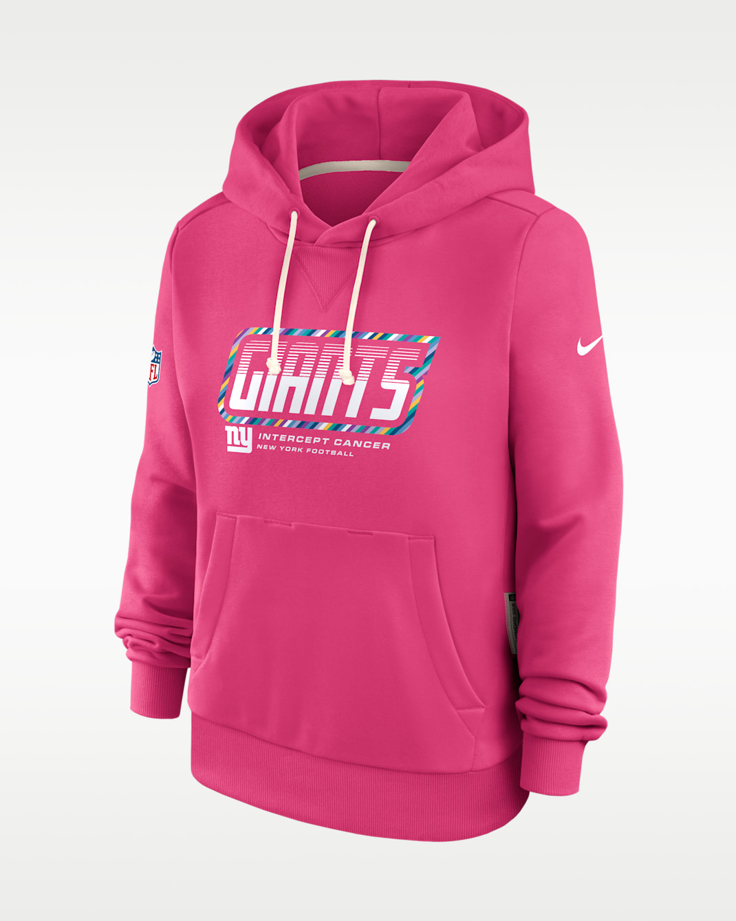 New York Giants Crucial Catch Standard Issue Women's Nike Dri-FIT NFL Pullover Hoodie - Pink