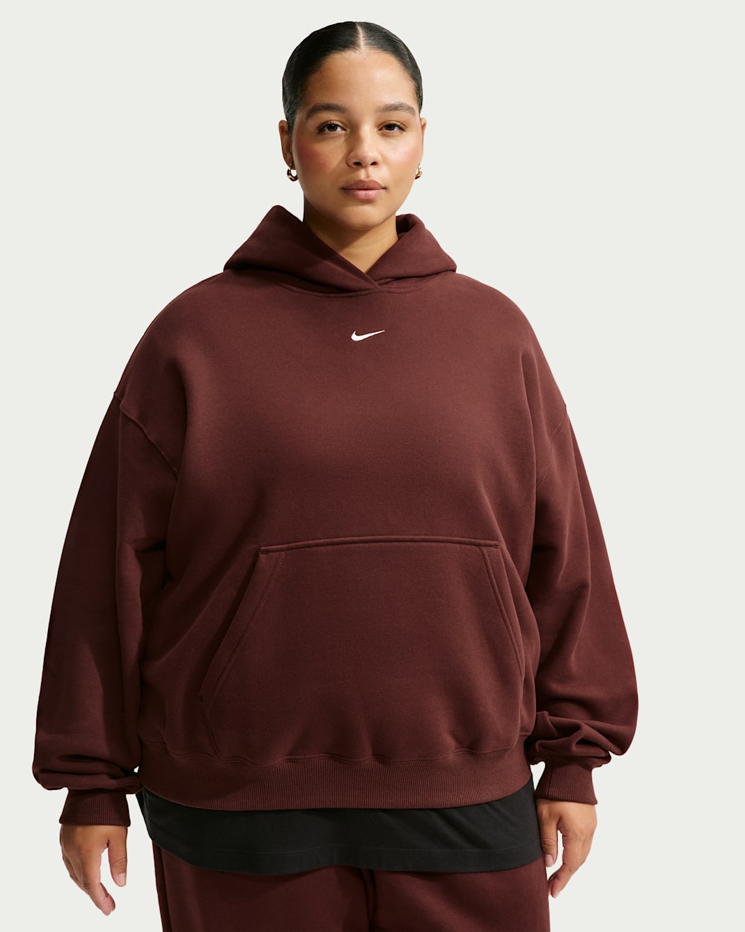 Nike Studio Fleece Medium Weight Women's Oversized Pullover Hoodie (Plus Size) - Mystic Dates/Sail