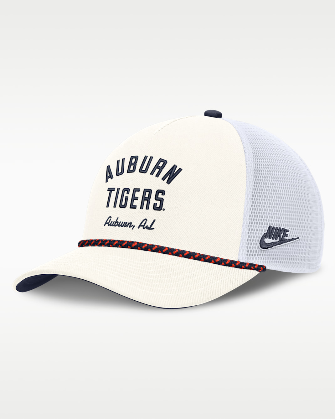 Auburn Denim Men's Nike College Trucker Adjustable Hat - White