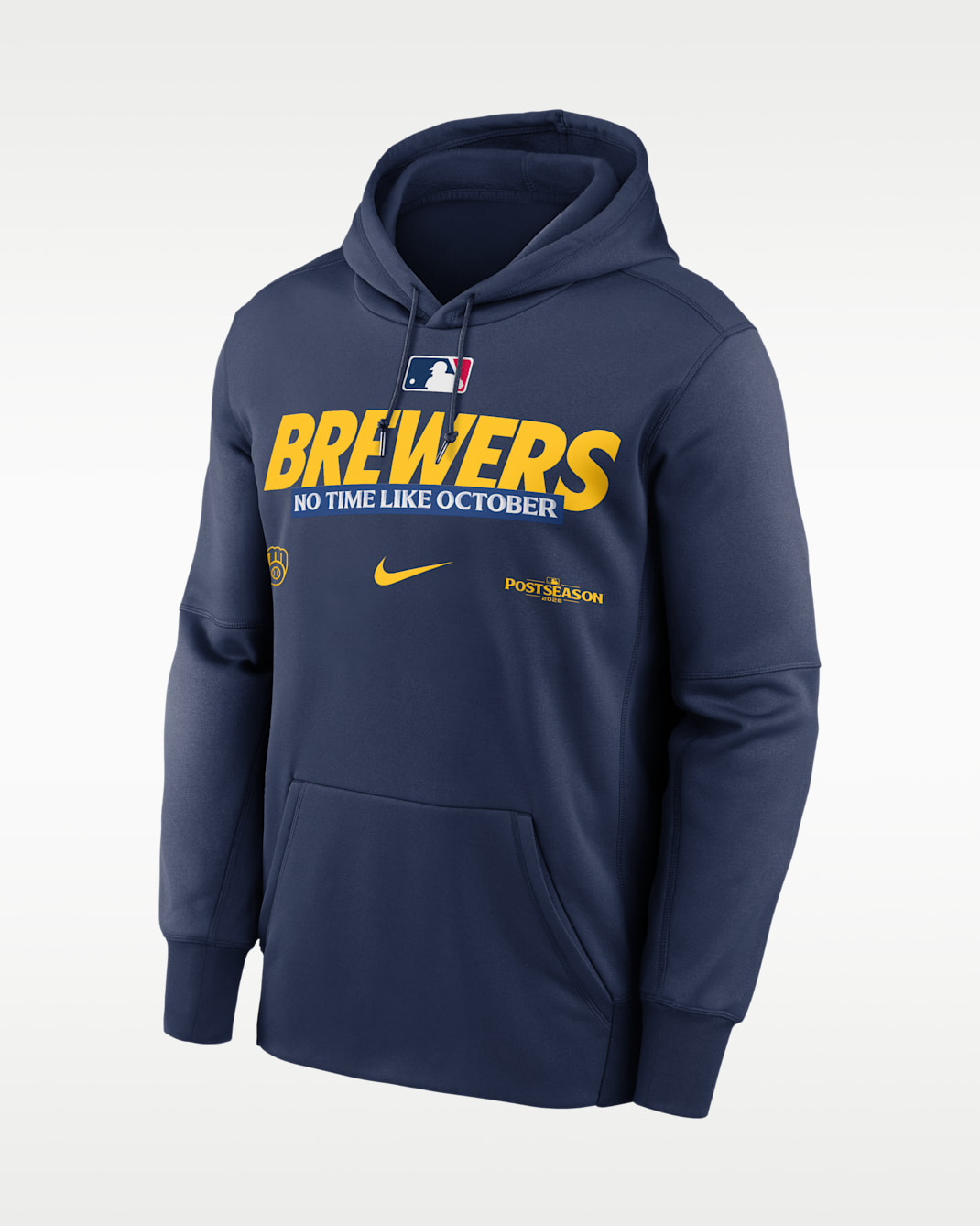 Milwaukee Brewers 2026 Postseason Authentic Collection Men's Nike Therma-FIT MLB Pullover Hoodie - Navy