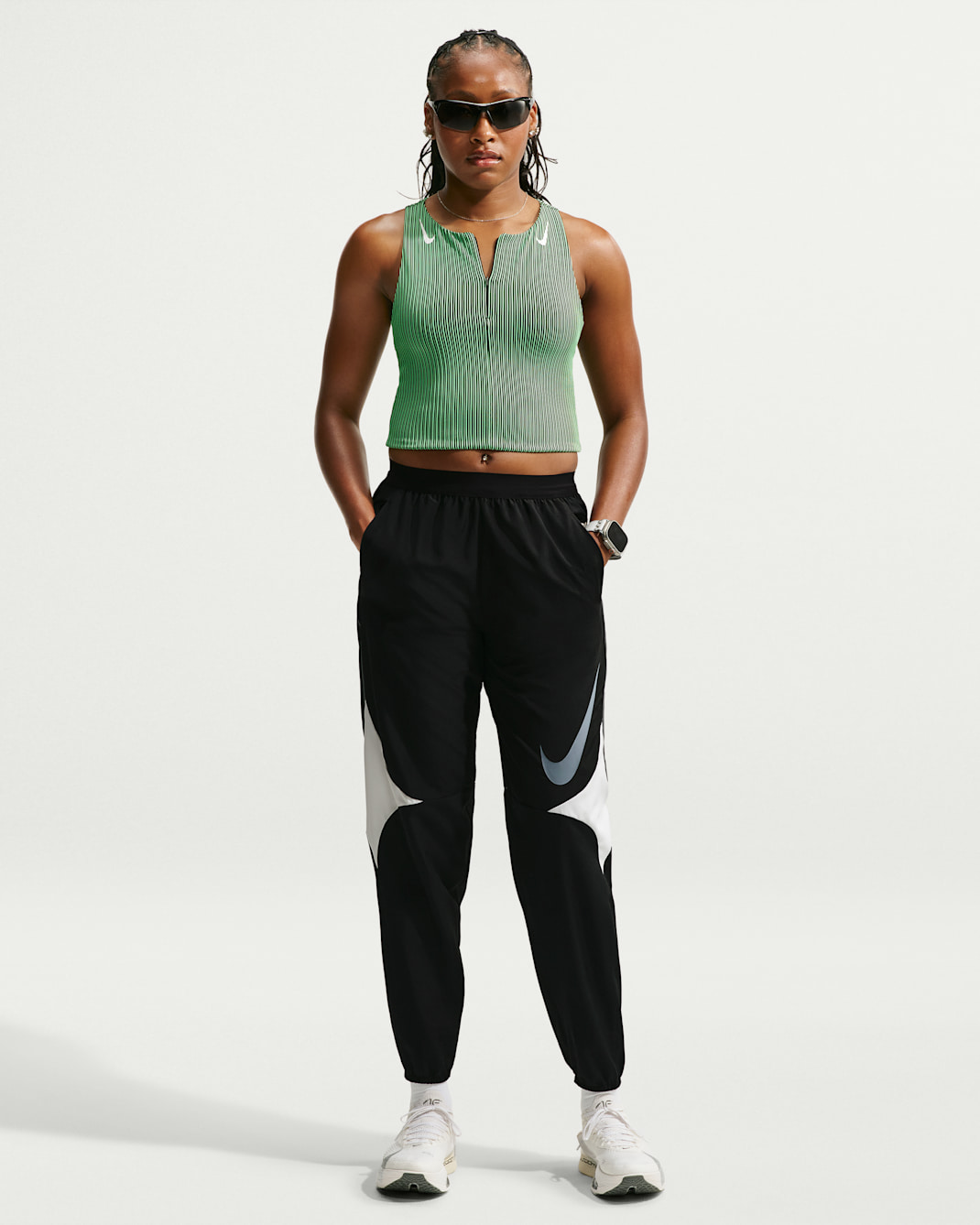 Nike Swoosh Women's Dri-FIT Running Trousers - Black/White/Cool Grey/Cool Grey