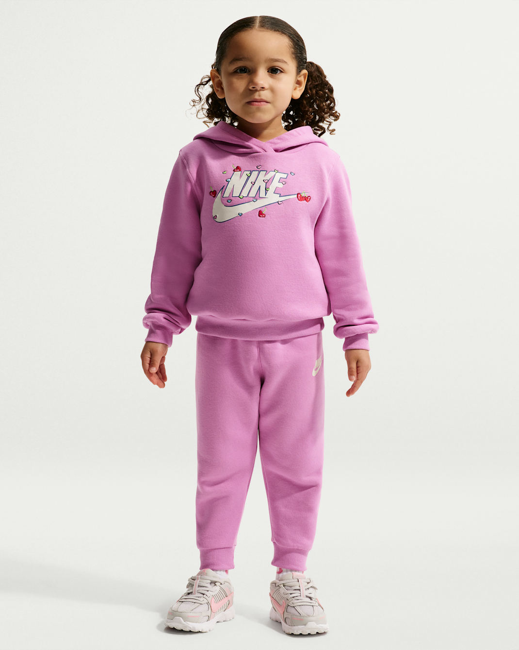 Conjunto de sudadera con gorro sin cierre y joggers de tejido Fleece infantil Nike - Morado