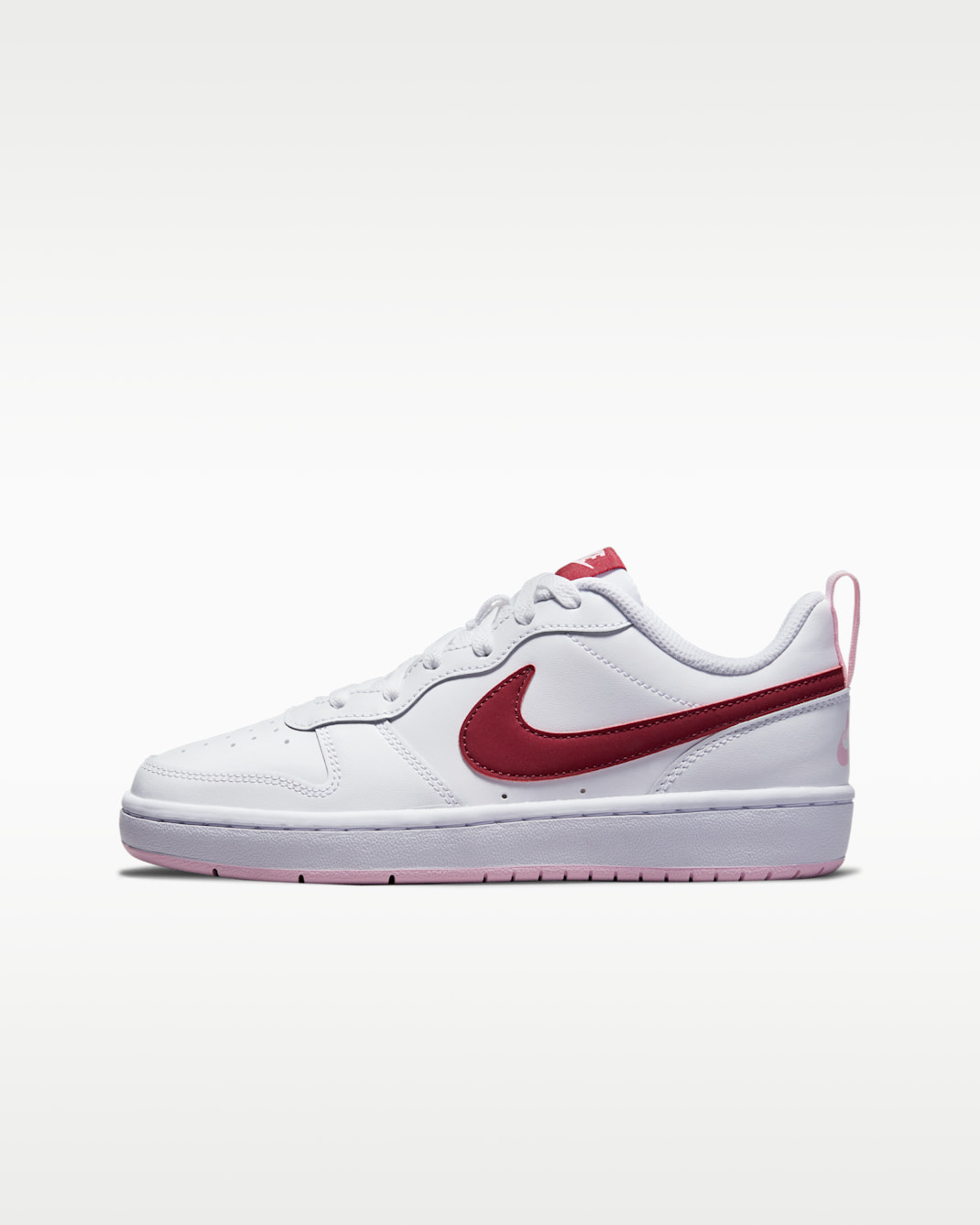 Nike Court Borough Low 2 Big Kids' Shoes - White/Dark Beetroot