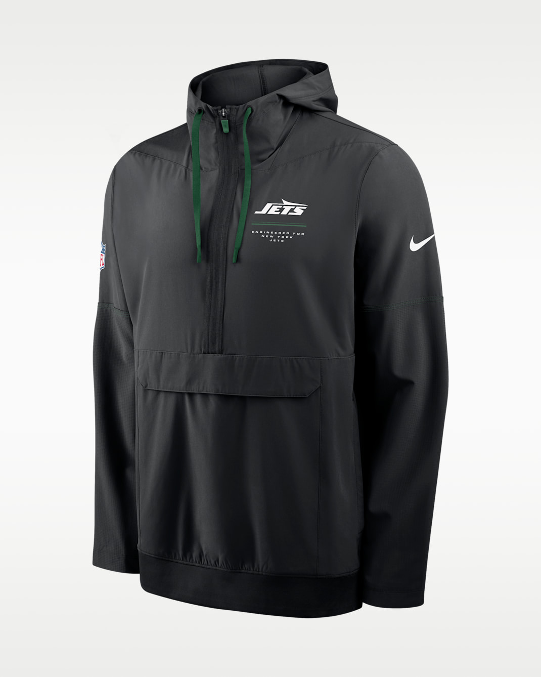 Chamarra Nike de la NFL de medio cierre con gorro para hombre New York Jets Sideline Anorak - Negro