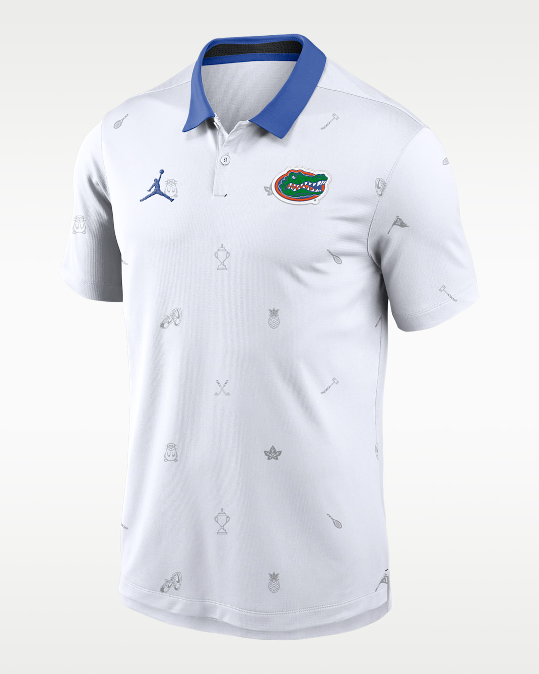 Florida Vapor Pattern Men's Jordan Brand Dri-FIT College Polo - White/Royal/Royal