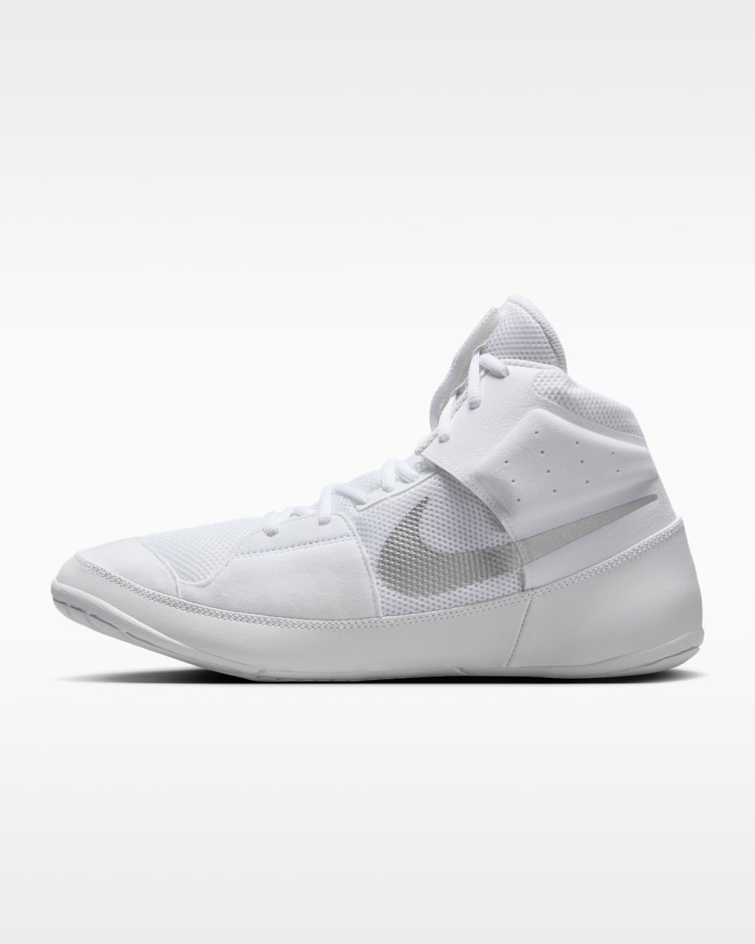 Nike Fury Wrestling Shoes - White/White/Metallic Silver