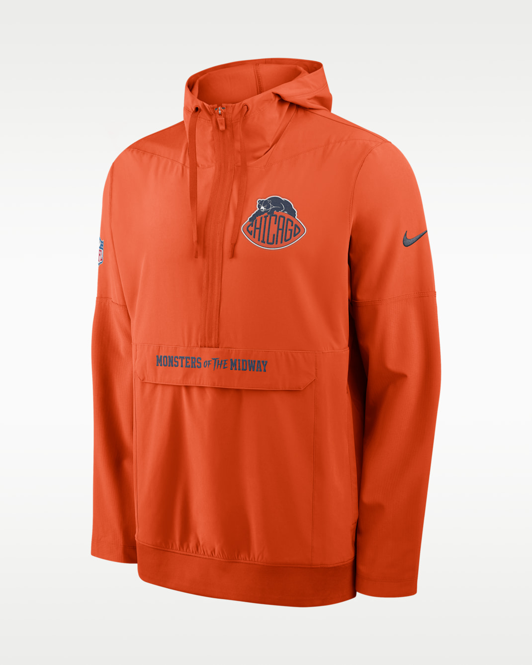 Chicago Bears Rivalries Collection Sideline Anorak Men's Nike NFL 1/2-Zip Hooded Jacket - Orange