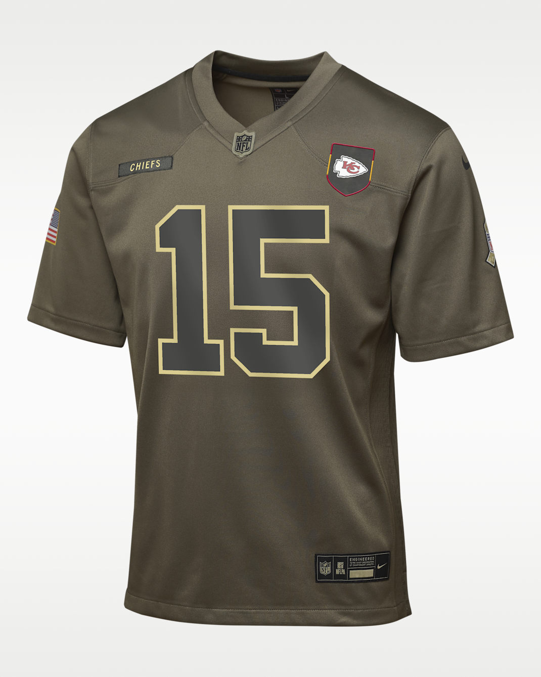 Patrick Mahomes Kansas City Chiefs Salute to Service Big Kids’ Nike NFL Game Jersey - Olive