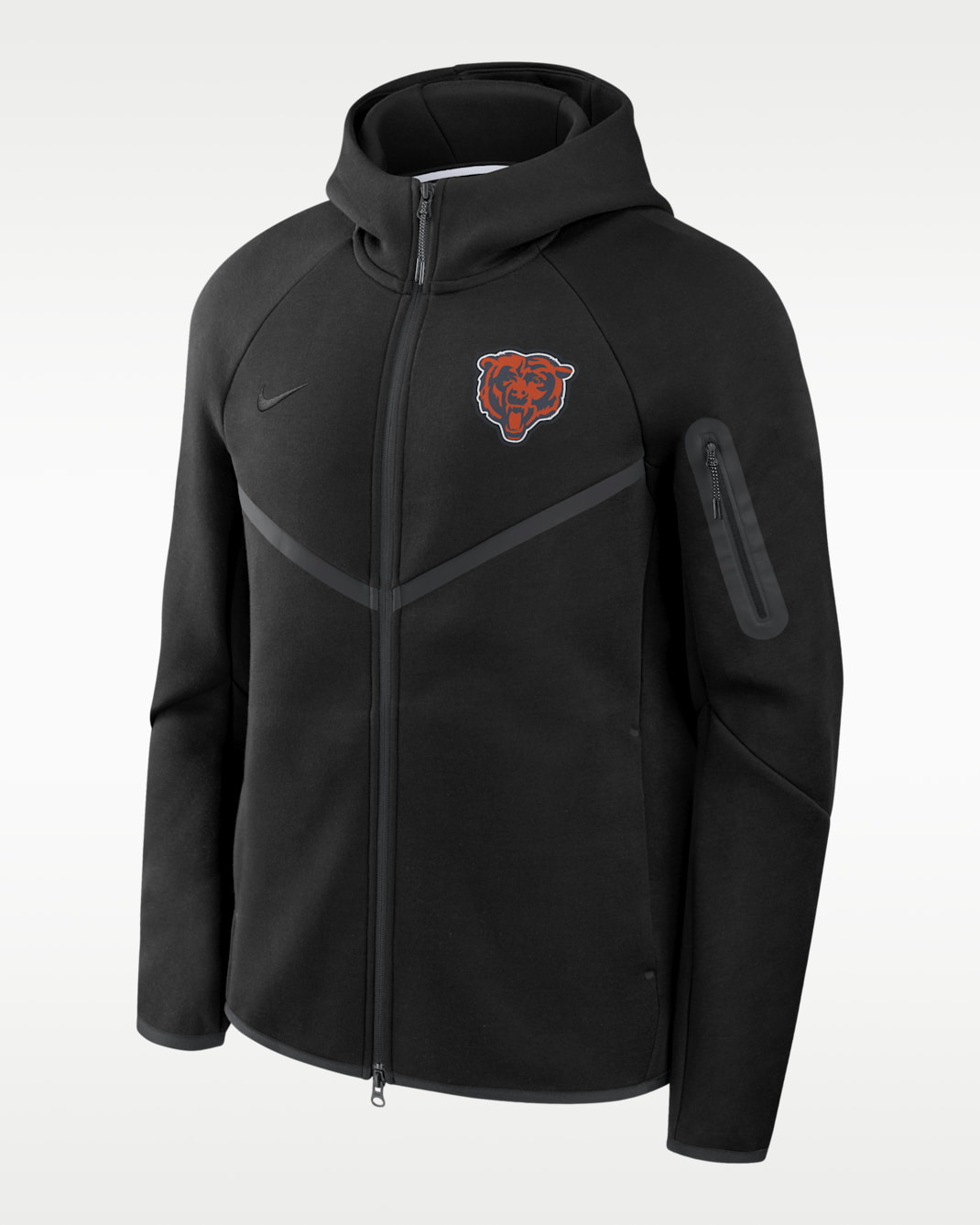 Chicago Bears Tech Fleece Windrunner Men's Nike NFL Full-Zip Hooded Jacket - Black